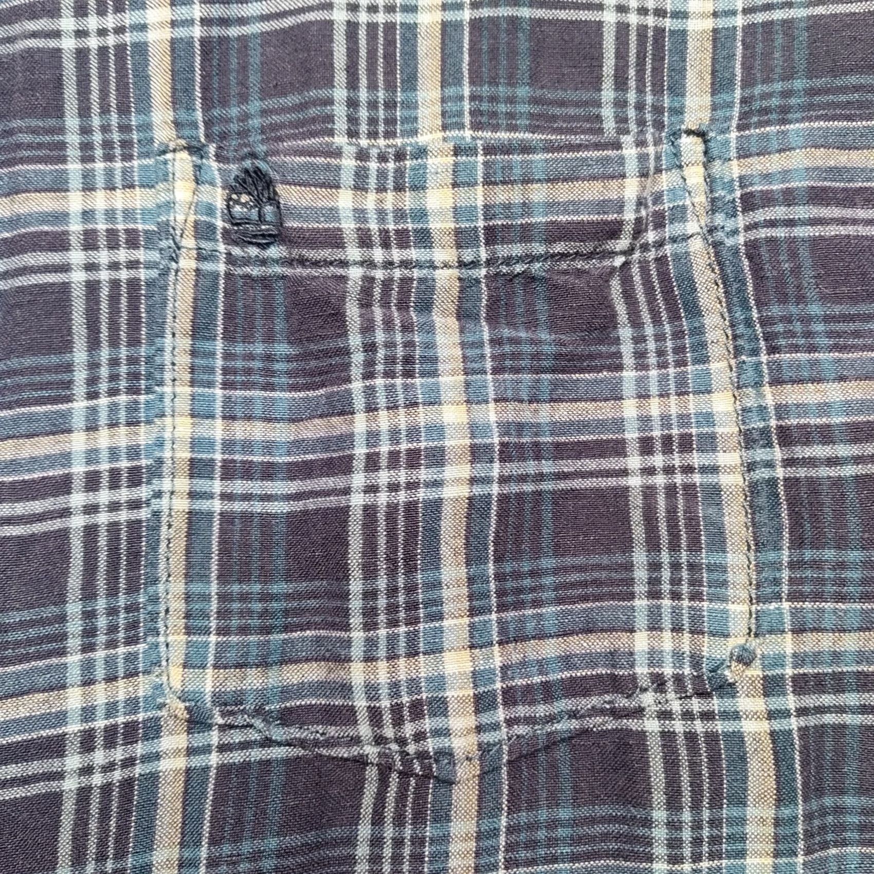 Timberland Timberland Button-Up Shirt LINEN Blue Plaid Short Sleeve Men L Size US L / EU 52-54 / 3 - 3 Thumbnail
