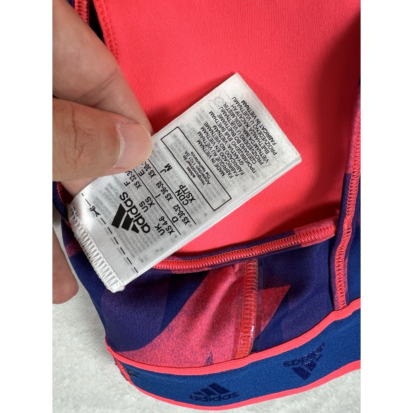 Adidas Adidas Don't Rest AlphaSkin Graphic Sports Bra Pink Purple XS Womens Gym Colorful 90s Logo Sports Bra Size ONE SIZE - 3 Thumbnail