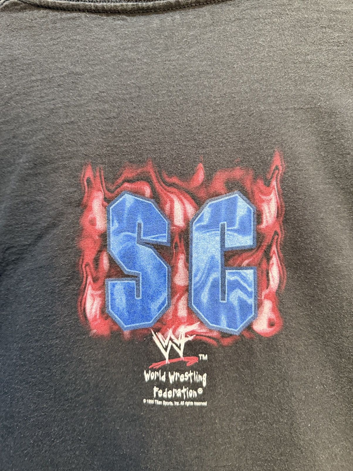 WWF Thrashed Vintage 90s Stone Cold Steve Austin Flame Sun Faded Size US XL / EU 56 / 4 - 11 Thumbnail