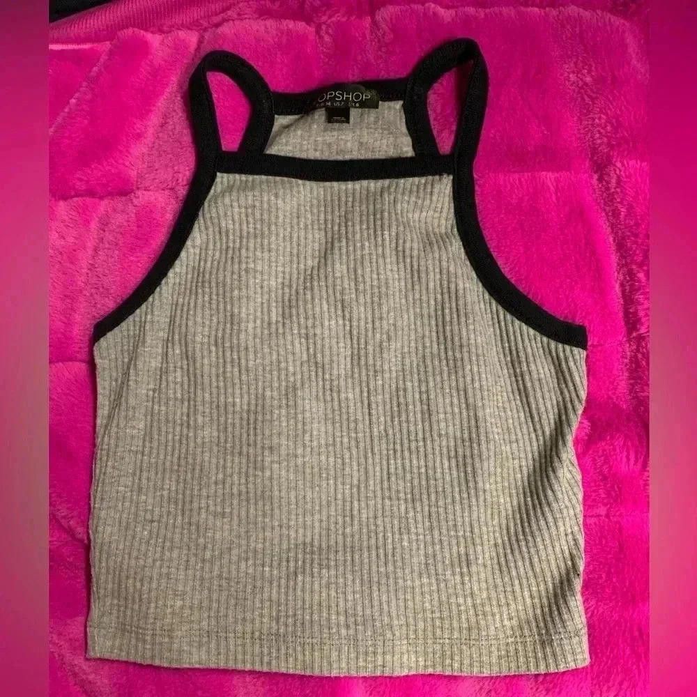 Topshop TOPSHOP Women's Gray Ribbed Tank Top Size XS / US 0-2 / IT 36-38 - 1 Thumbnail
