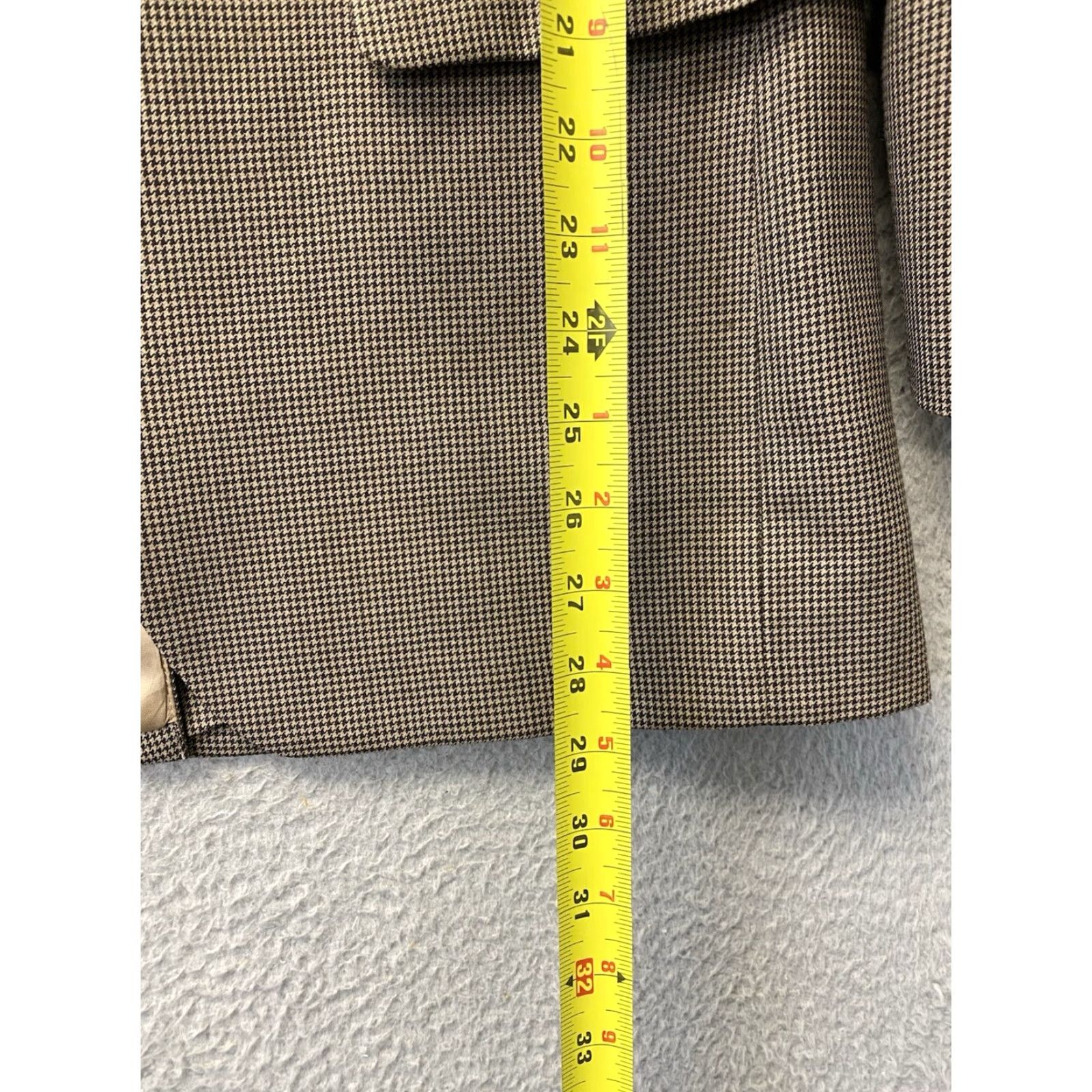 Ralph Lauren VINTAGE Ralph Lauren Blazer Jacket 40R Houndstooth Wool Men Regular 3-Button Notch Lapel Brown/Blue Label Mens Size 40R - 5 Thumbnail