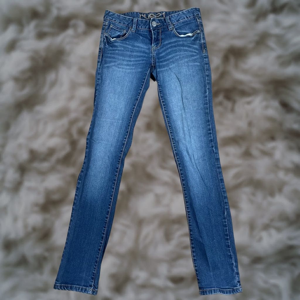 Vintage Rue 21 Jeans Womens Regular Blue Skinny Stretch Low Rise Denim Cotton Blend Size 25" / US 0 / IT 36 - 1 Thumbnail