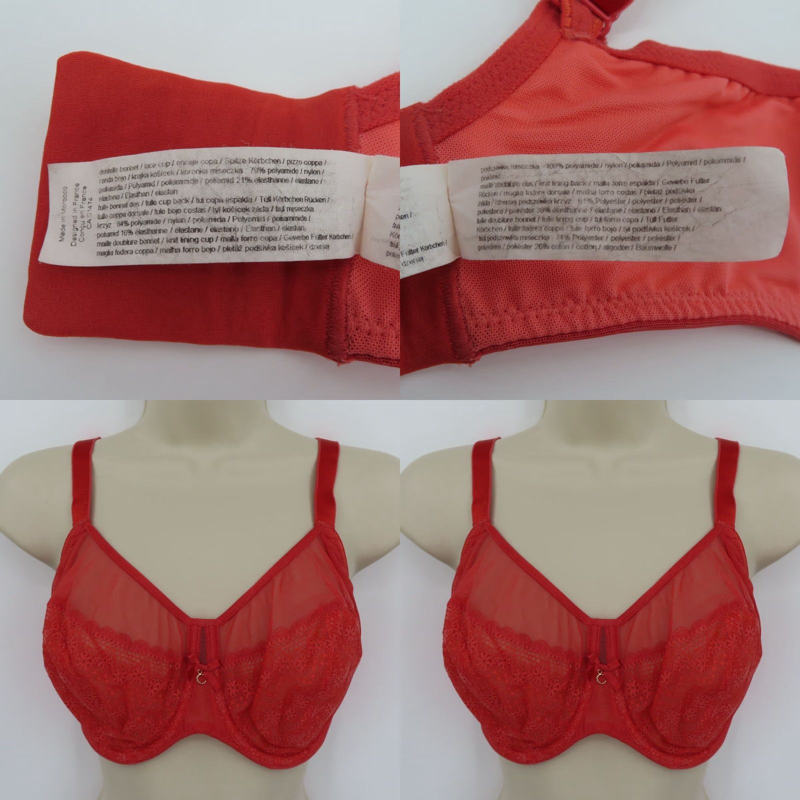 Chantelle Bra 30H US Orange Coral Revele Moi Perfect Fit Underwire T-Shirt Guess?