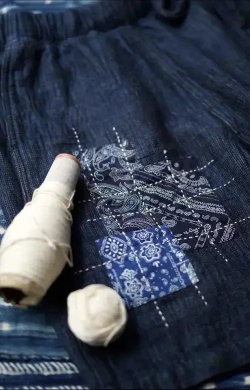 Handmade × Japanese Brand × Jean 20SS Indigo Union Japan Navy Bandana Patchwork Shorts Size US 30 / EU 46 - 4 Thumbnail