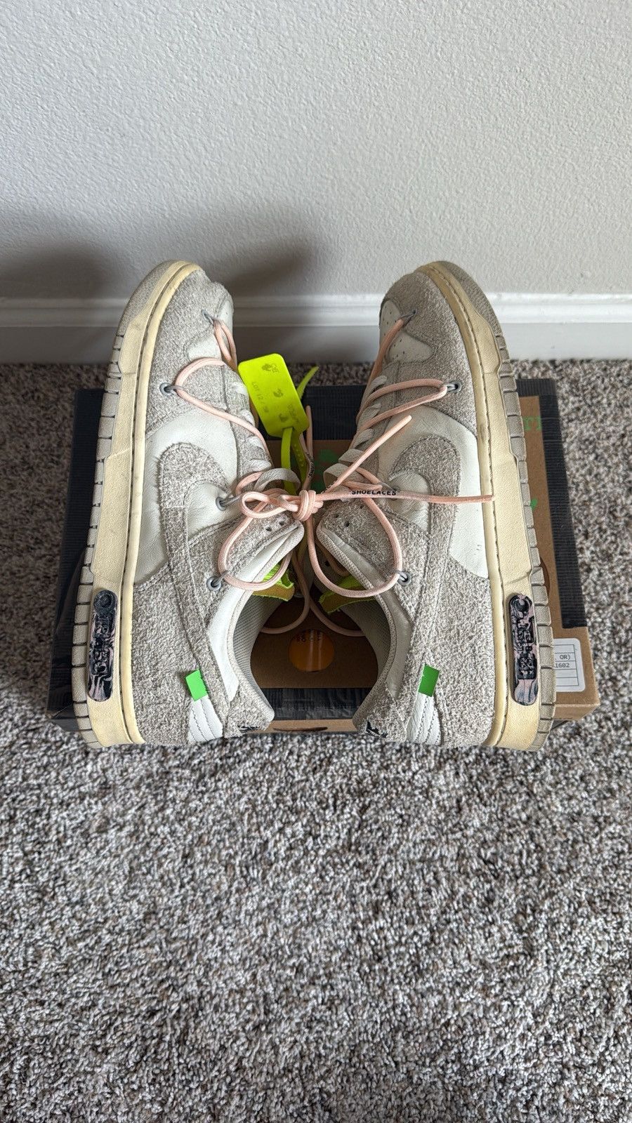 Nike × Off-White Off White Nike Dunk Low Lot #12 of #50 👟☑️🚧🖤🤍 Size US 12 / EU 45 - 8 Thumbnail