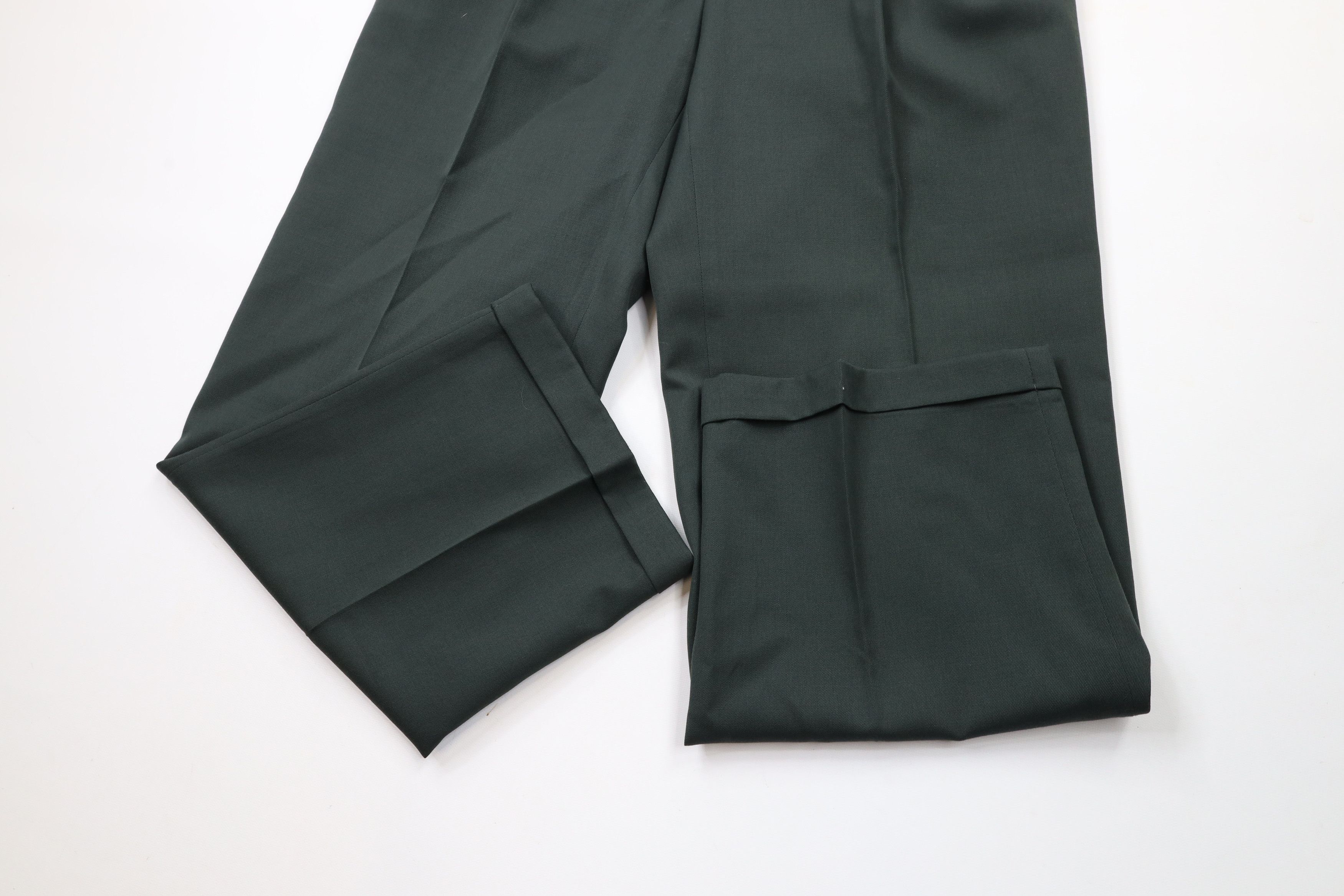 Ralph Lauren × Vintage Vintage 90s Ralph Lauren Wide Leg Chino Pants Green Wool Size US 28 / EU 44 - 5 Thumbnail
