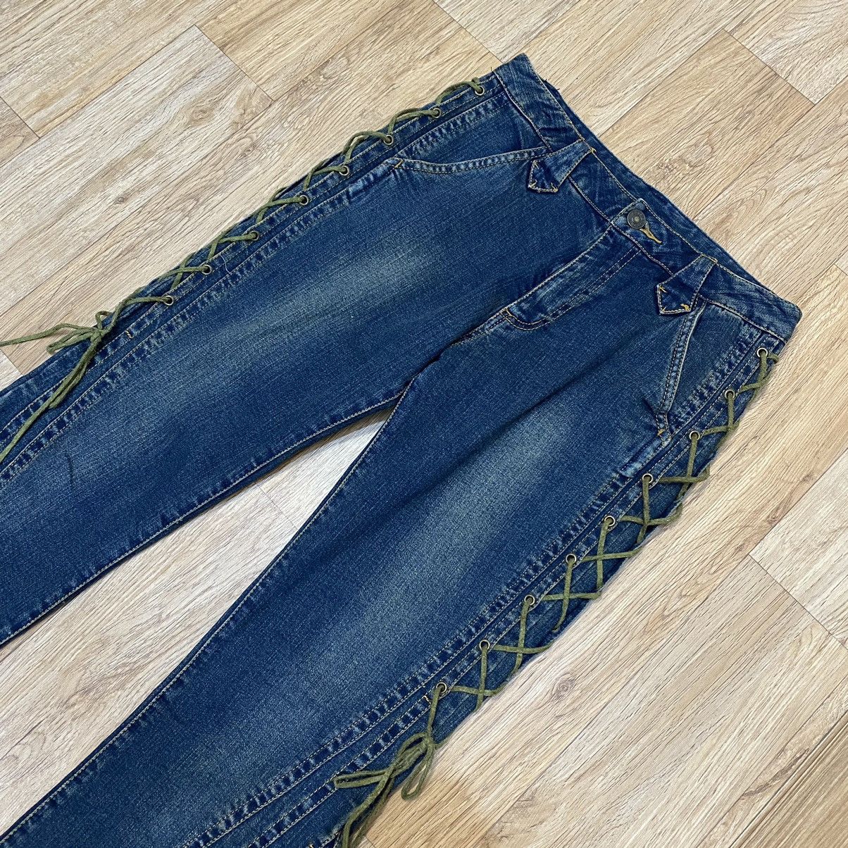 Tornado Mart 90s Brow Dwin Lace Up Flare Denim Pants Size US 26 / EU 42 - 2 Thumbnail