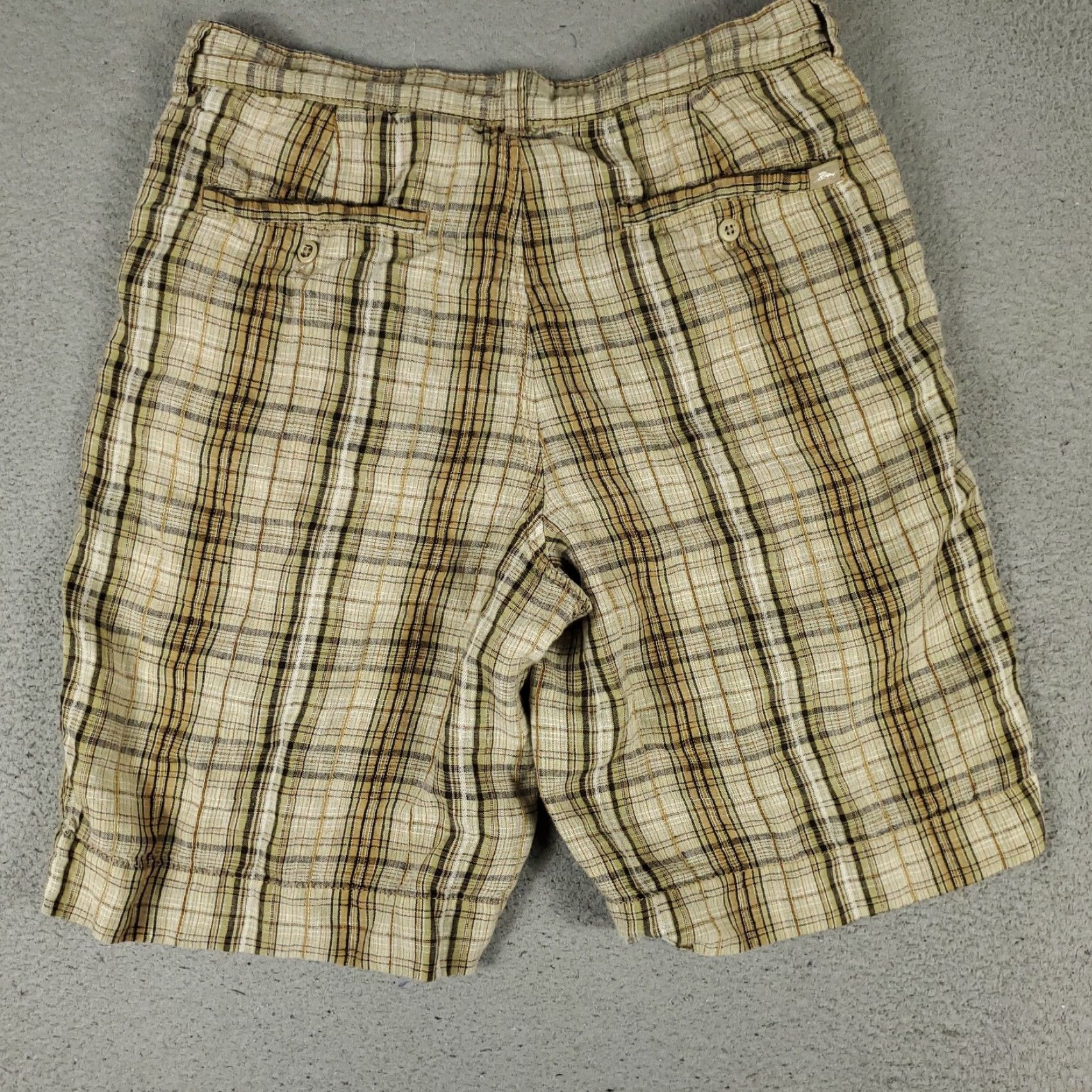 Tommy Bahama VINTAGE Tommy Bahama Shorts Men Size 32 Beige Linen Plaid Flat Front Chino Casual Summer Size US 32 / EU 48 - 7 Thumbnail