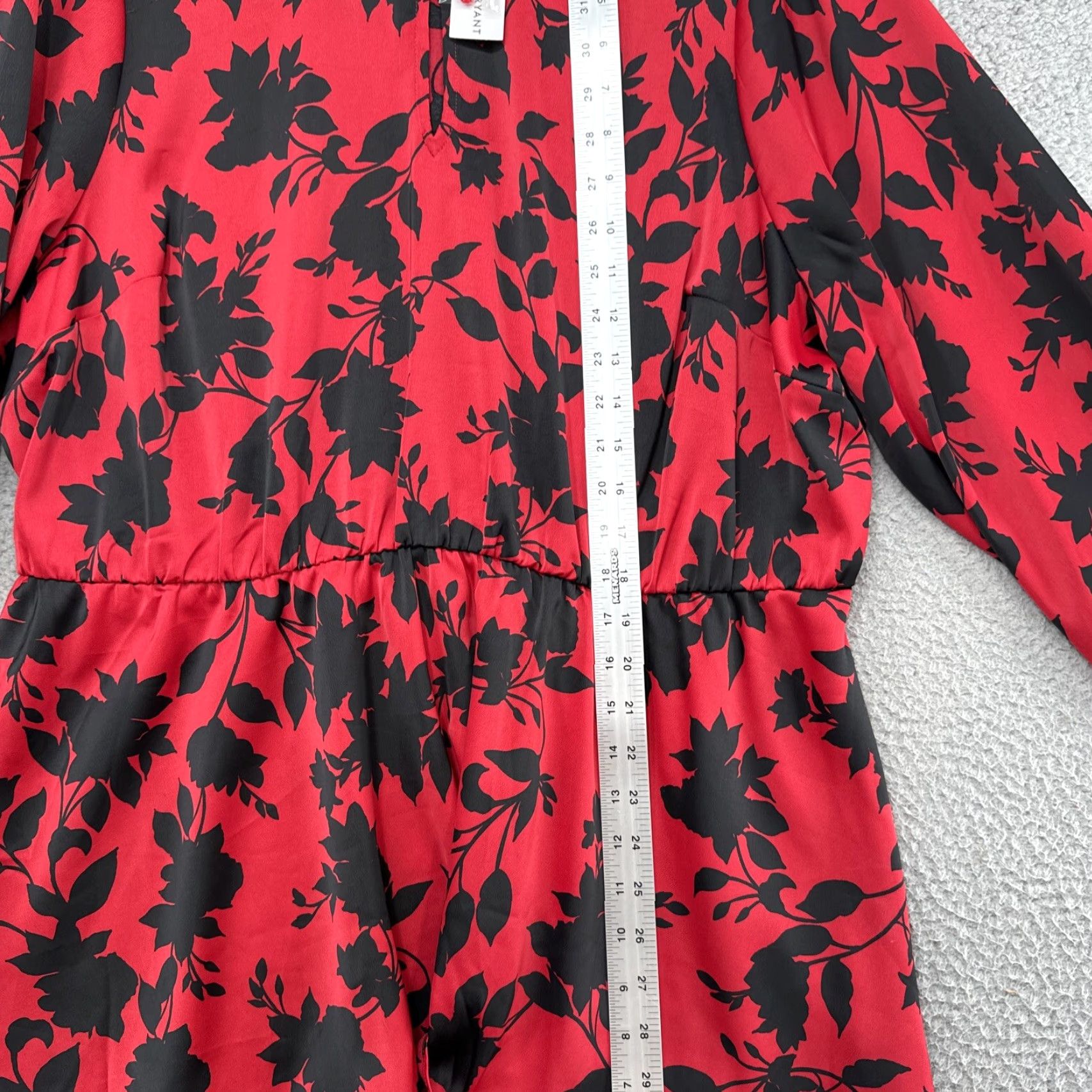 Vintage Lane Bryant Floral Red Long Sleeve Elastic Waist Midi Dress Size 18 NEW Size XXL / US 16-18 / IT 52-54 - 6 Thumbnail