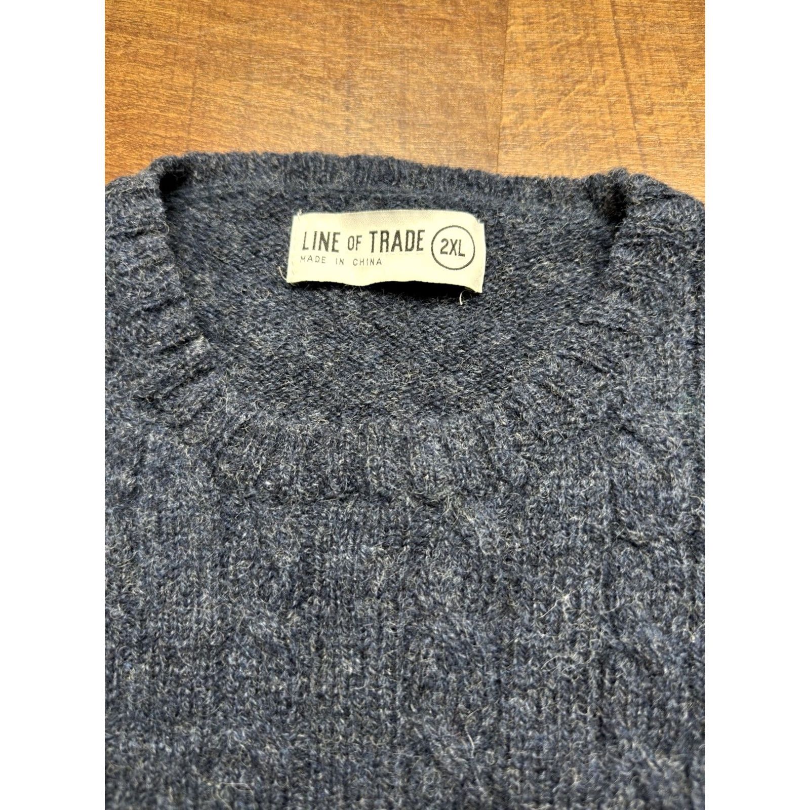 Vintage Line Of Trade Fisherman Sweater Navy Cable-Knit 100% Shetland Wool Men’s 2XL Size US XXL / EU 58 / 5 - 4 Thumbnail
