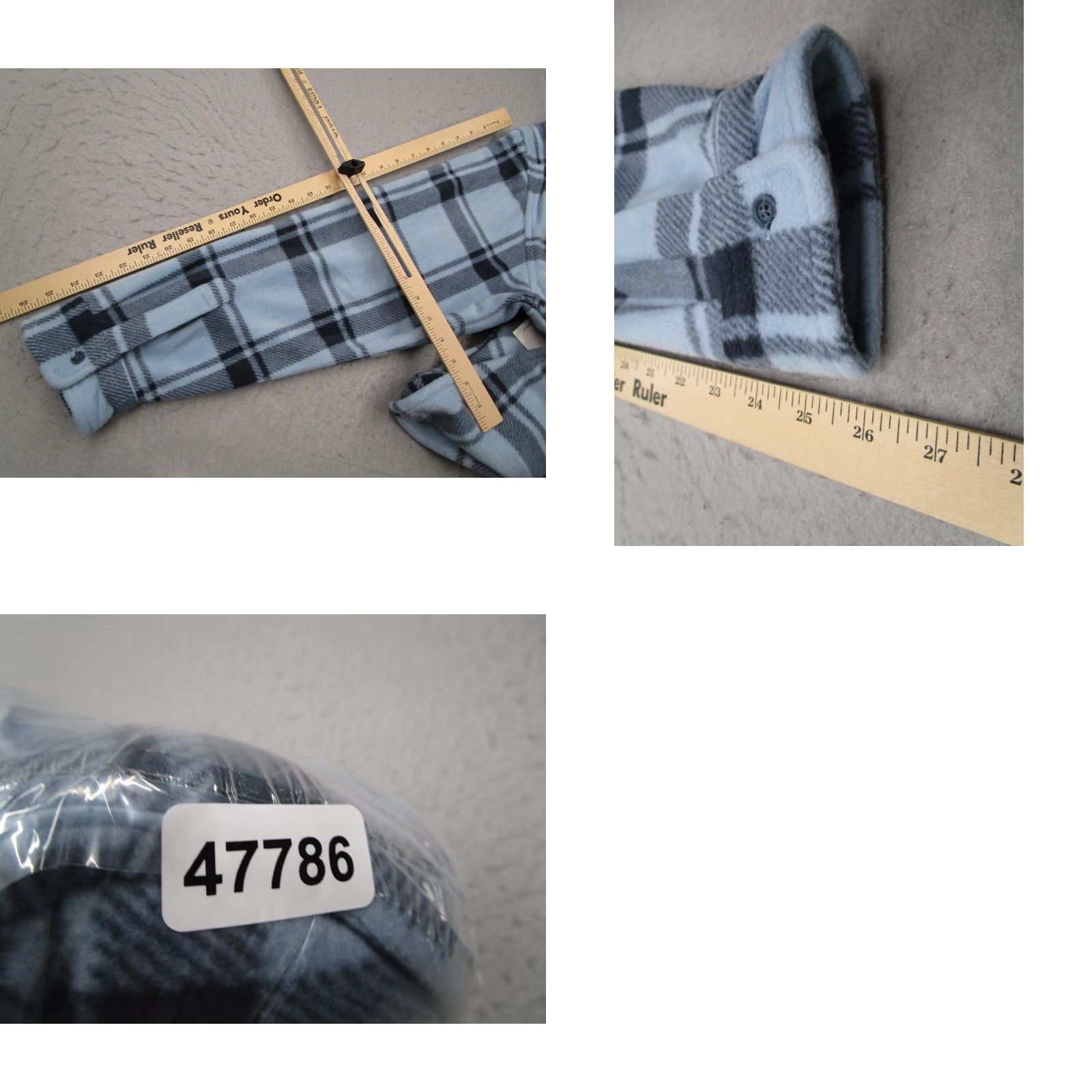 Vintage Swet Tailor Shirt Mens 3XL Blue Plaid Fleece Flannel Button-Up Long Sleeve Travel Size US XXL / EU 58 / 5 - 8 Thumbnail