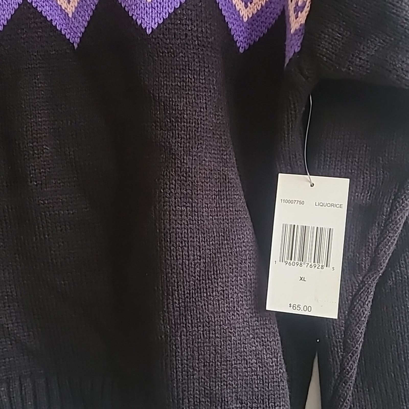 Juicy Couture NEW women's XL Juicy Couture black knit crown argyle sweater Size XL / US 12-14 / IT 48-50 - 3 Thumbnail