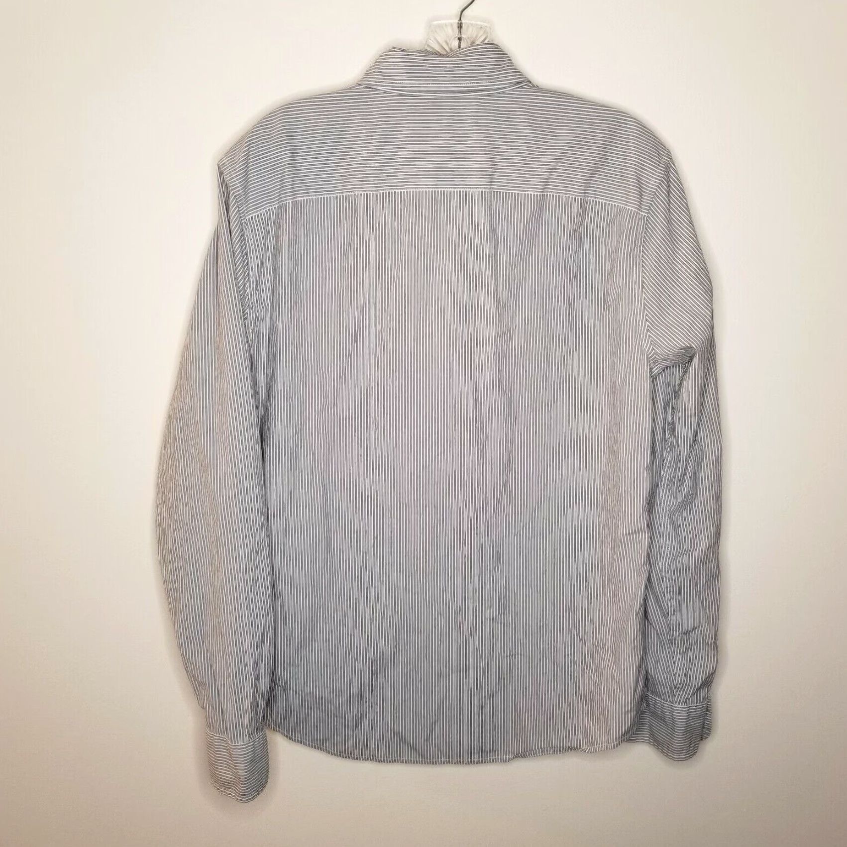 Abercrombie & Fitch ABERCROMBIE & FITCH Slim Fit Long Sleeve Button-Up Shirt Gray Striped Adult Medium Mens Size US M / EU 48-50 / 2 - 4 Thumbnail