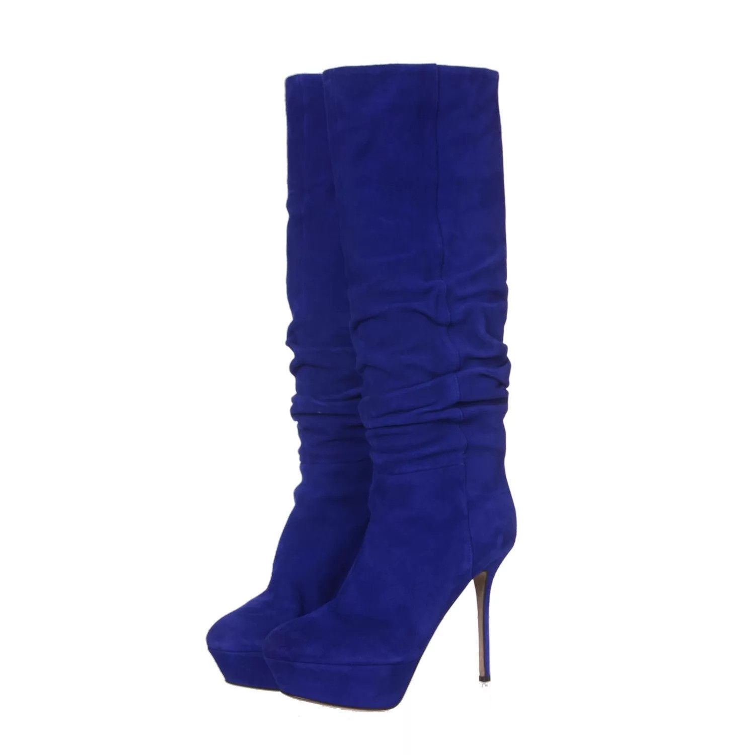 Sergio Rossi Sergio Rossi Royal Blue Suede Boots 37.5 Size US 7 / IT 37 - 1 Thumbnail