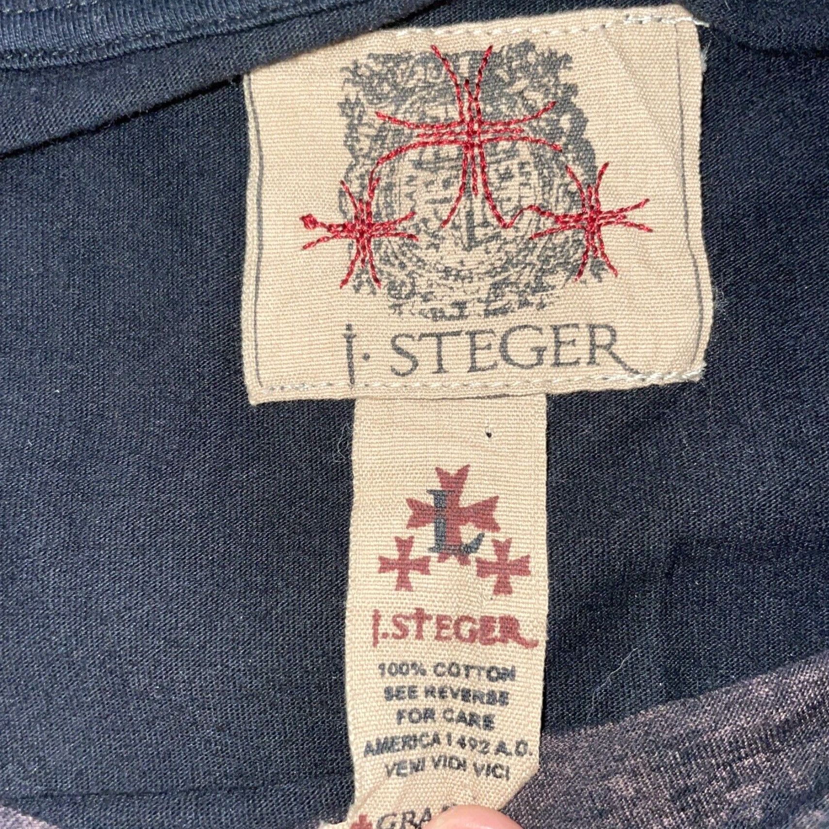 Vintage VINTAGE I Steger Men's T-Shirt Regular Size L Black Striped Embroidered Shirt Size US L / EU 52-54 / 3 - 3 Thumbnail