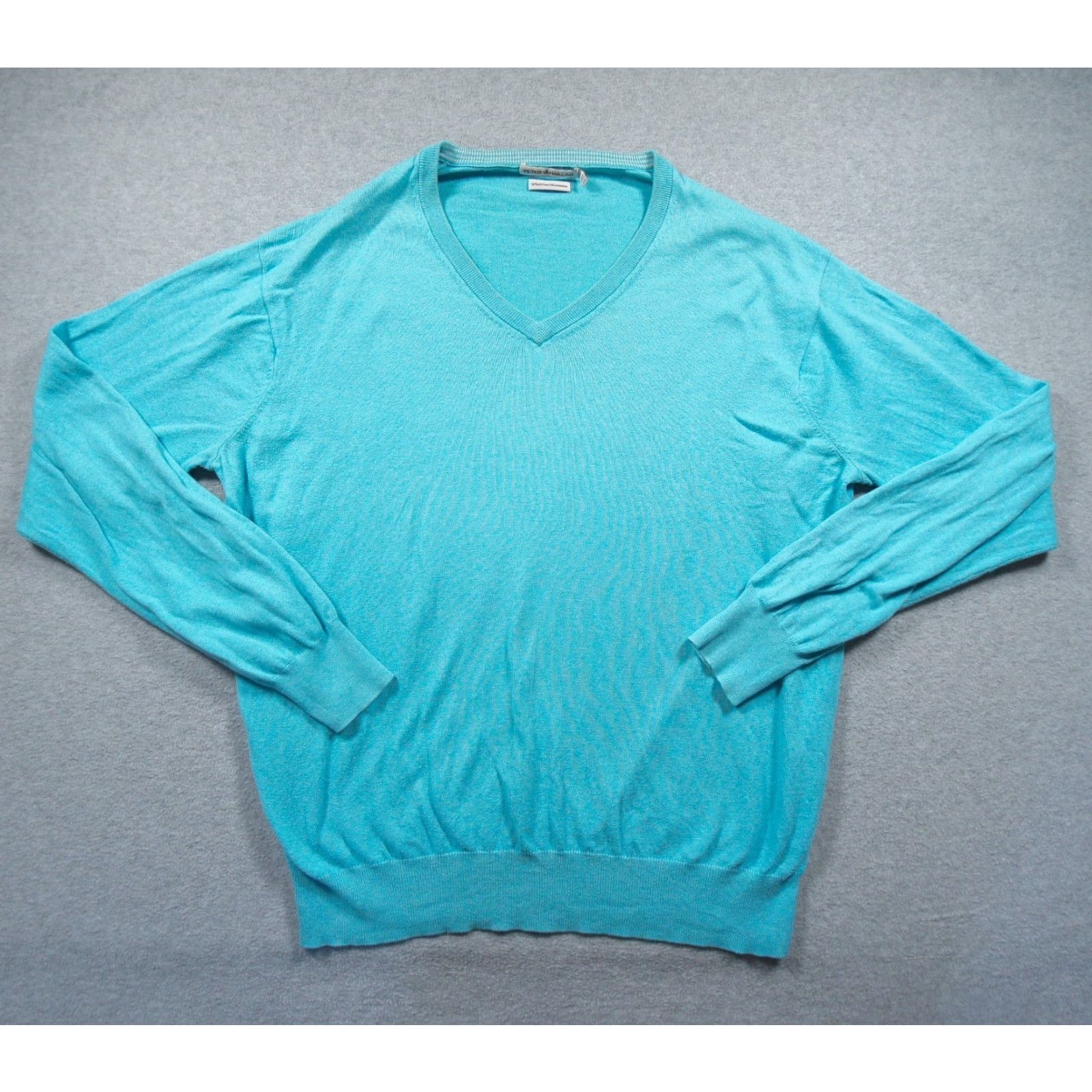 Peter Millar Peter Millar Sweater Mens Large Blue Vneck Pullover Cotton Cashmere Lightweight Size US L / EU 52-54 / 3 - 2 Thumbnail