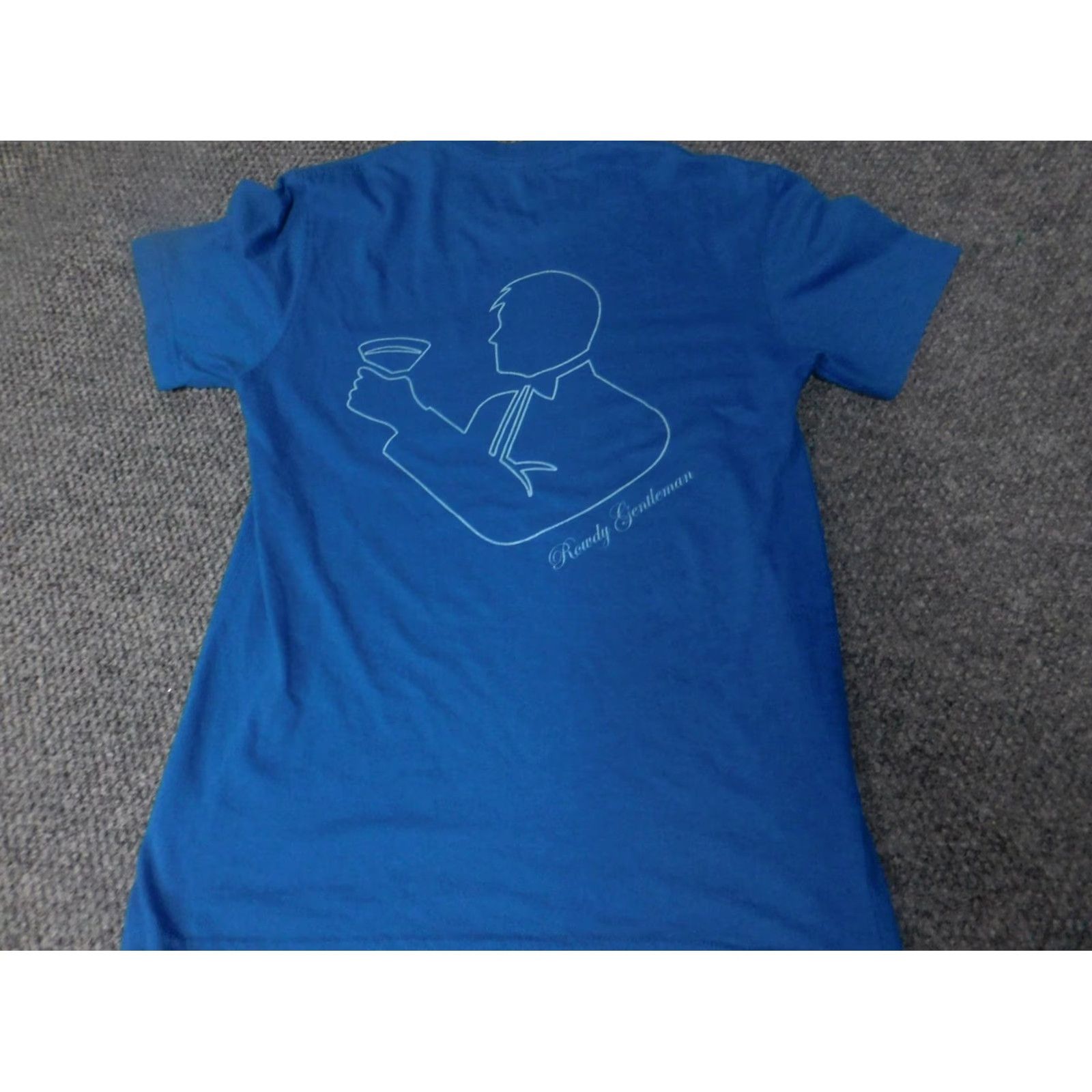 Vintage Rowdy Gentlemen Shirt Small Blue Graphic Men Short Sleeve Crew Neck T-Shirt Logo Cotton Blend Polyester Vintage No Women Mens Size US S / EU 44-46 / 1 - 7 Thumbnail