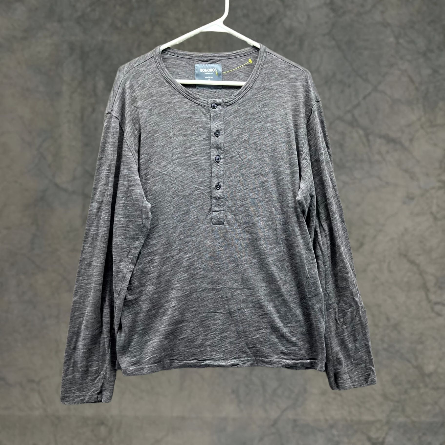 Bonobos Bonobos Shirt Men Medium Heather Gray Henley Fleece Cotton Logo Pullover Shirt Sweatshirt Size US M / EU 48-50 / 2 - 1 Thumbnail