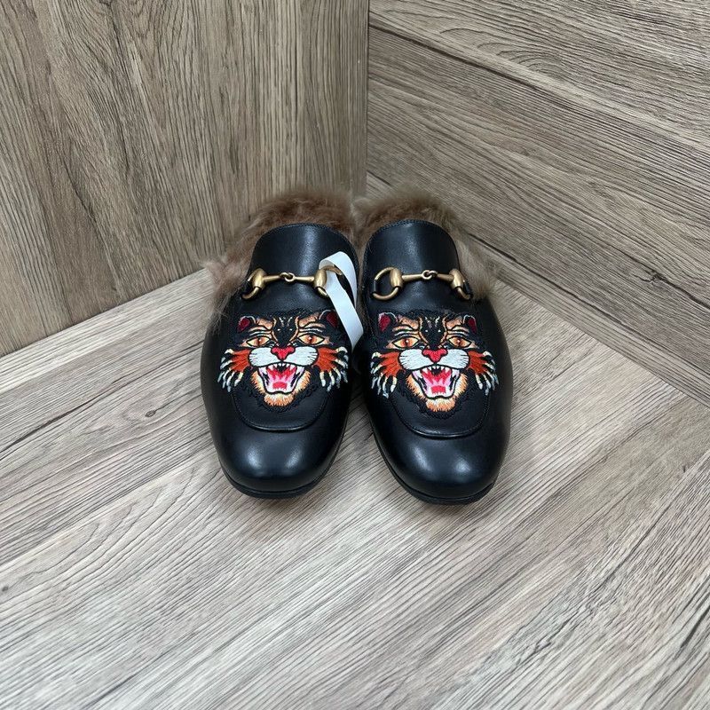 Gucci Gucci Black Casual Fur-lined Slide Slippers - Size US 8 / EU 41 - 2 Thumbnail