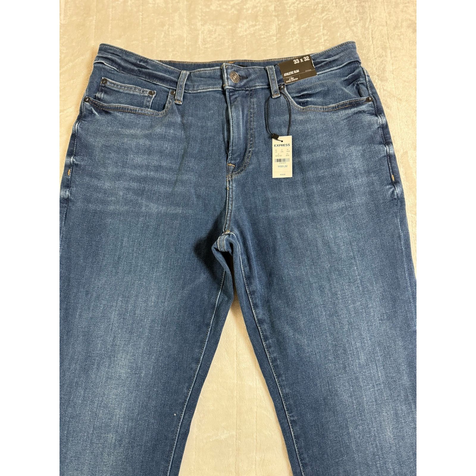 Express Express Athletic Slim Dark Wash Stretch Jeans Men’s 33 x 32 Size US 33 - 3 Thumbnail