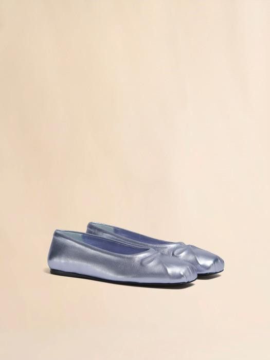 Marni o1w1db10326 Little Bow Leather Ballet Flat in Light Blue Size US 5 / IT 35 - 1 Thumbnail