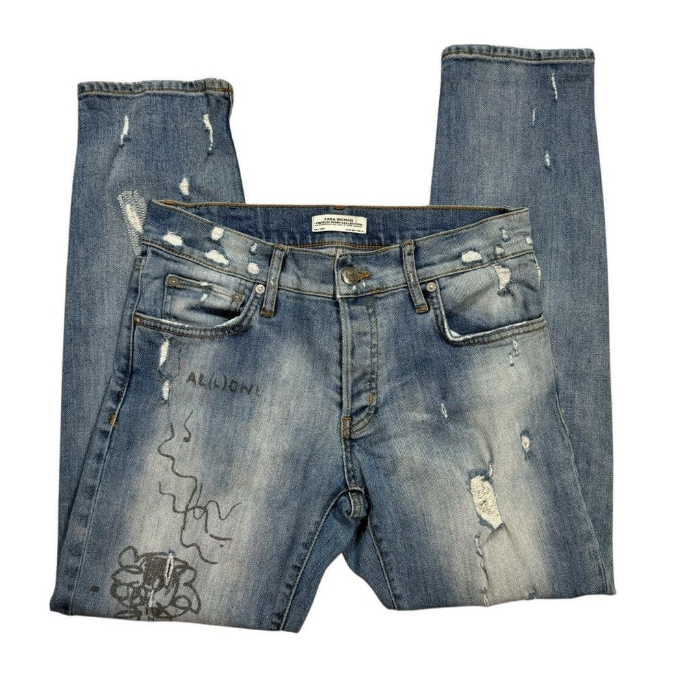 Zara Zara Premium Denim Collection Distressed Patchwork Jeans Si Size 27" / US 4 / IT 40 - 2 Thumbnail