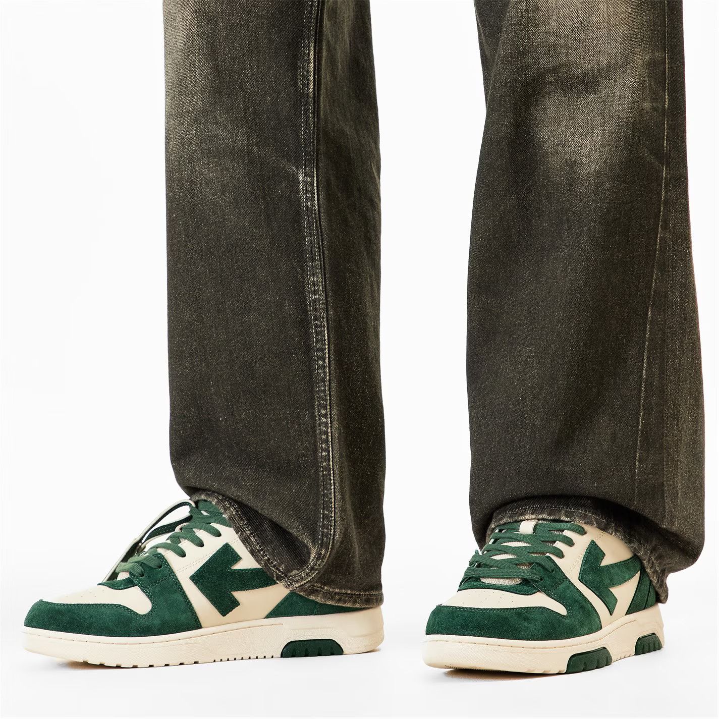 Off-White o1g2r1mq0226 Outofoffice Low-Top Trainers in Green/Ecru Size US 6 / EU 39 - 4 Thumbnail