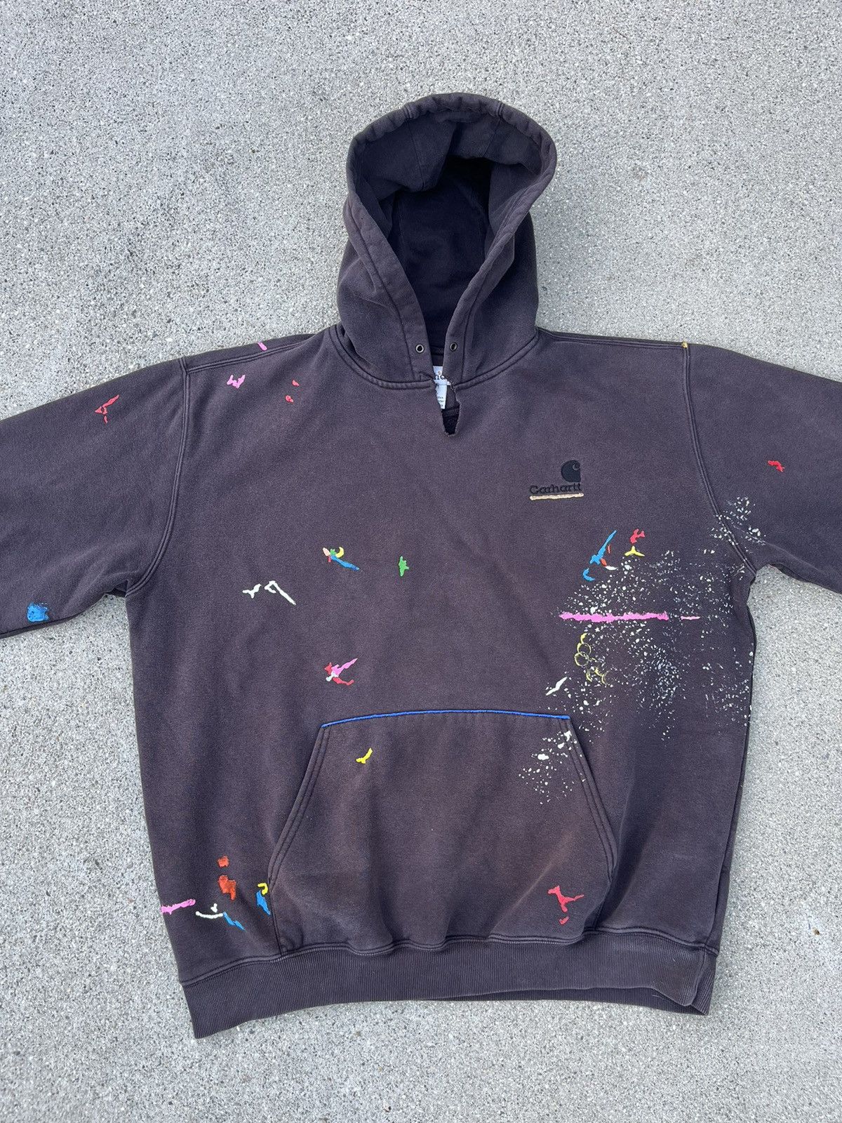 Carhartt Custom Carhartt Hoodie Sweatshirt Sun Fade Distressed Thrash Size US XL / EU 56 / 4 - 9 Thumbnail