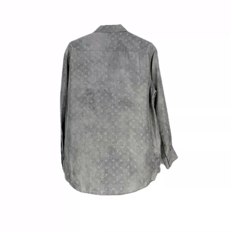 Louis Vuitton Louis Vuitton Dirty grey silk shirt with full logo shirt 25 Size US XXS / EU 40 - 2 Thumbnail
