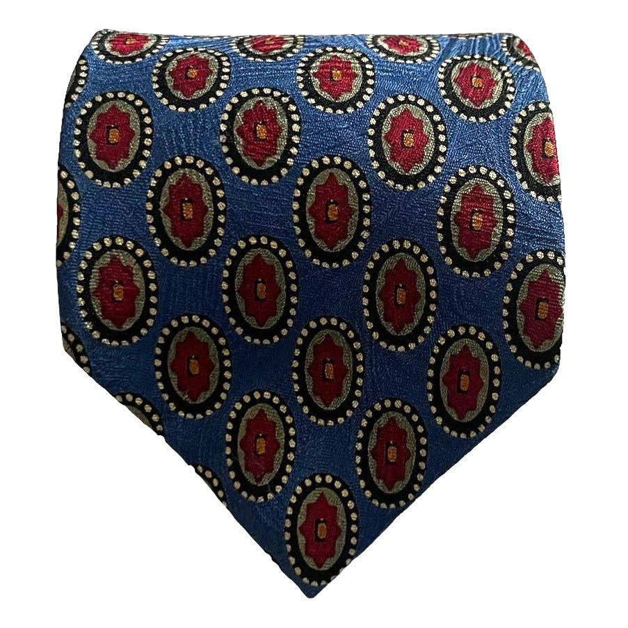 Burberry Burberrys of London Vintage Blue Circles Poppy Floral Tie Size ONE SIZE - 2 Thumbnail