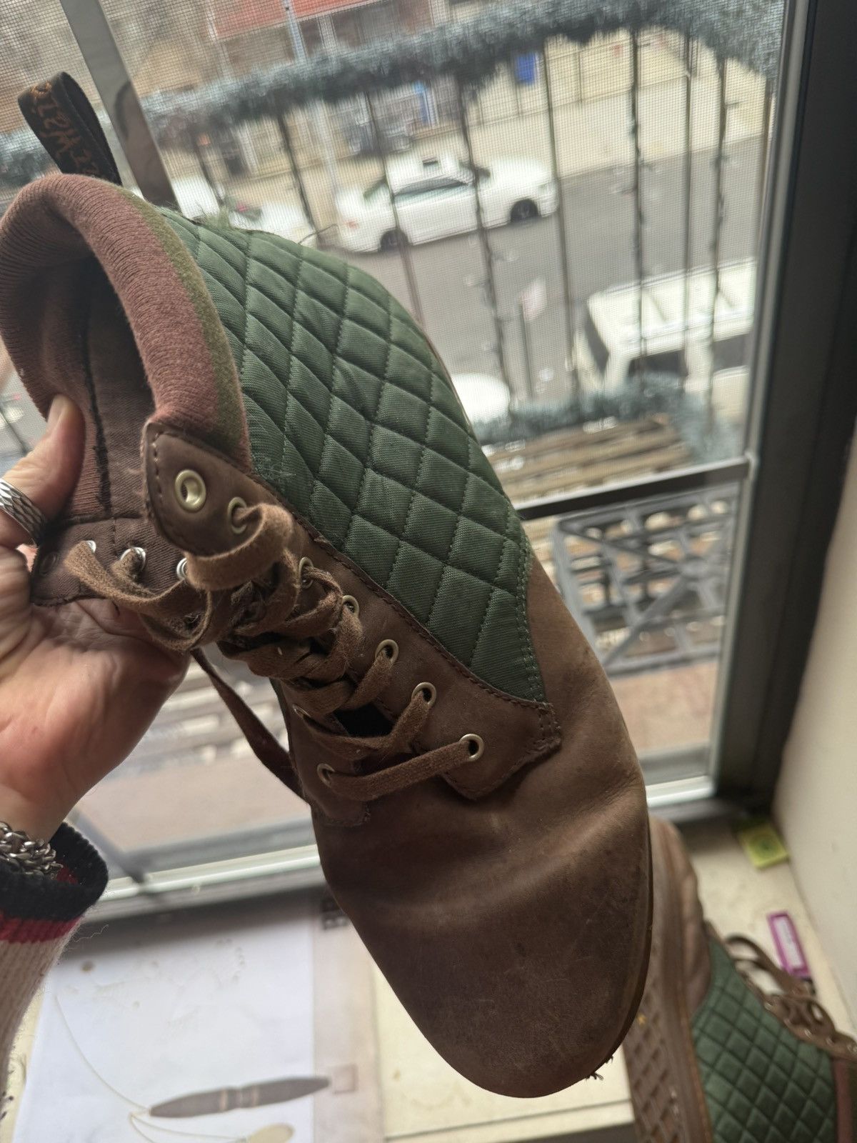 Dr. Martens Green felt rare Dr. Martens boots with brown leather Size US 13 / EU 46 - 2 Thumbnail