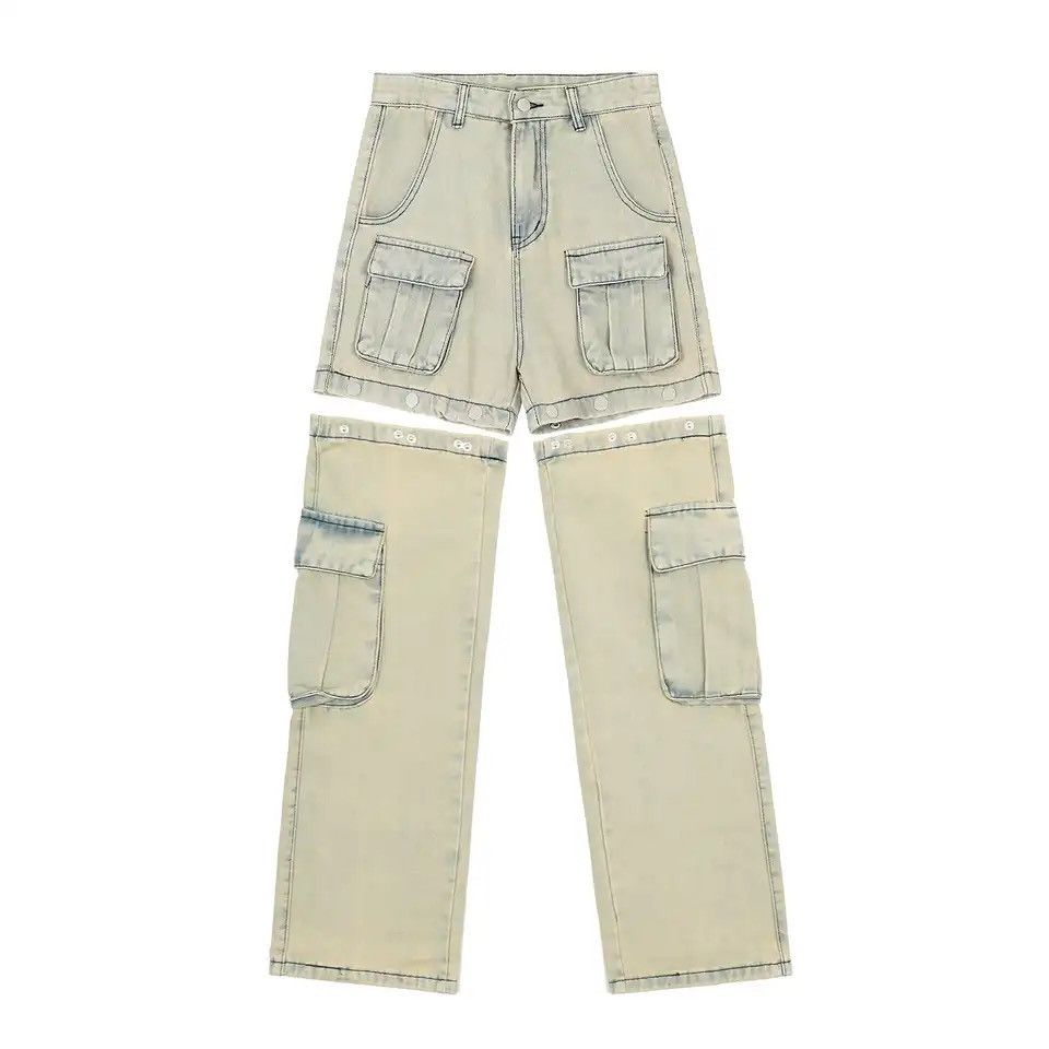 Japanese Brand × Vintage Retro Buttons Detachable Design Wide Cargo Jeans Size US 30 / EU 46 - 3 Thumbnail