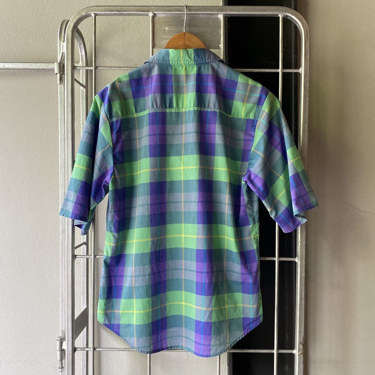 Love Moschino Love Moschino Green and Purple Plaid Short Sleeve Shirt Size M / US 6-8 / IT 42-44 - 15 Thumbnail