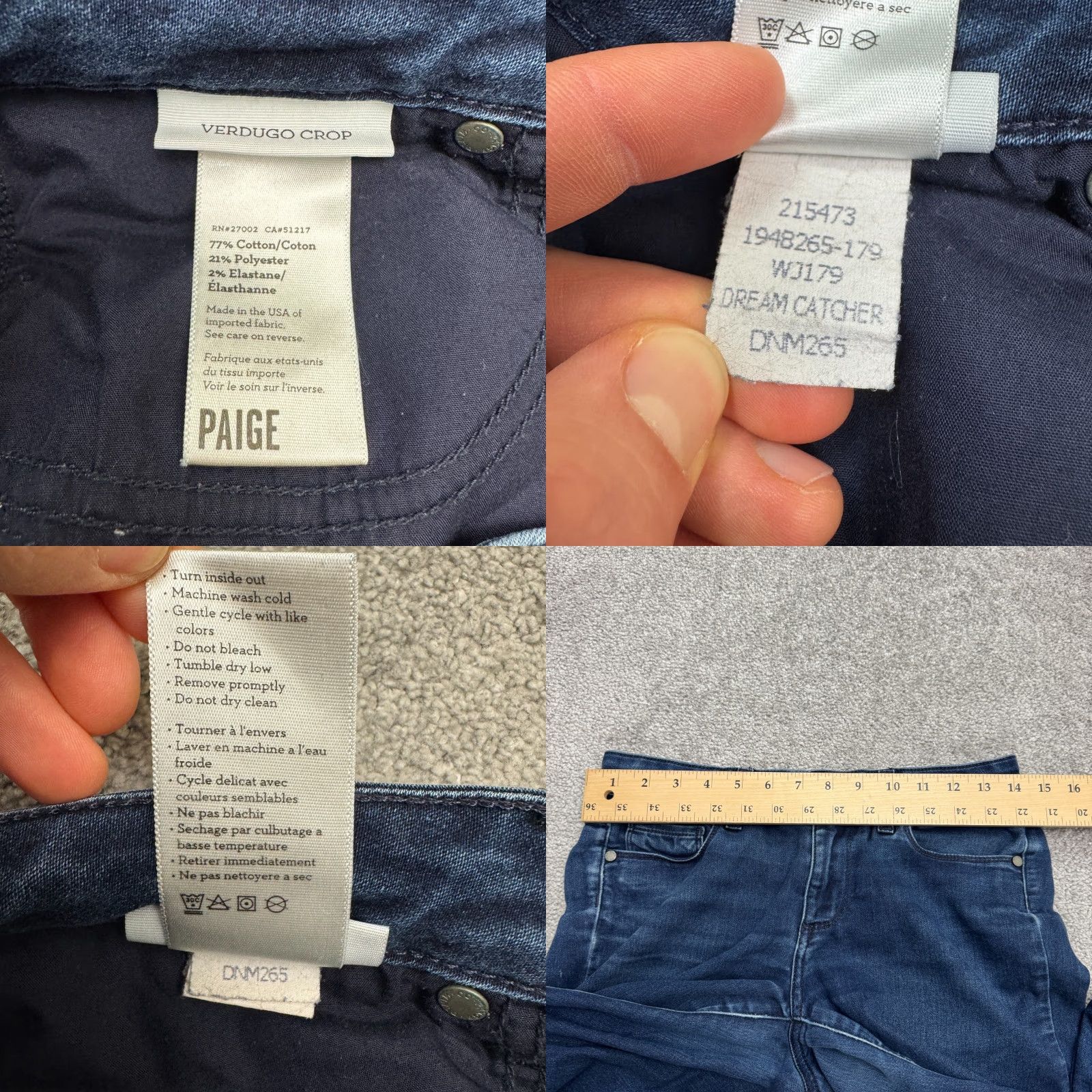 Paige Paige Verdugo Crop Denim Jeans Womens 27 Blue Dark Wash Mid Rise Jeans Size 27" / US 4 / IT 40 - 8 Thumbnail