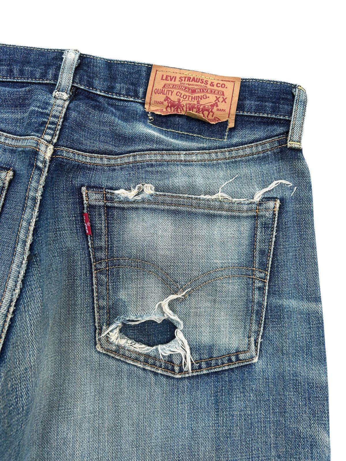 Kapital Thrashed Vintage Levis Big E Selvedge Denim Jeans Size US 32 / EU 48 - 17 Thumbnail