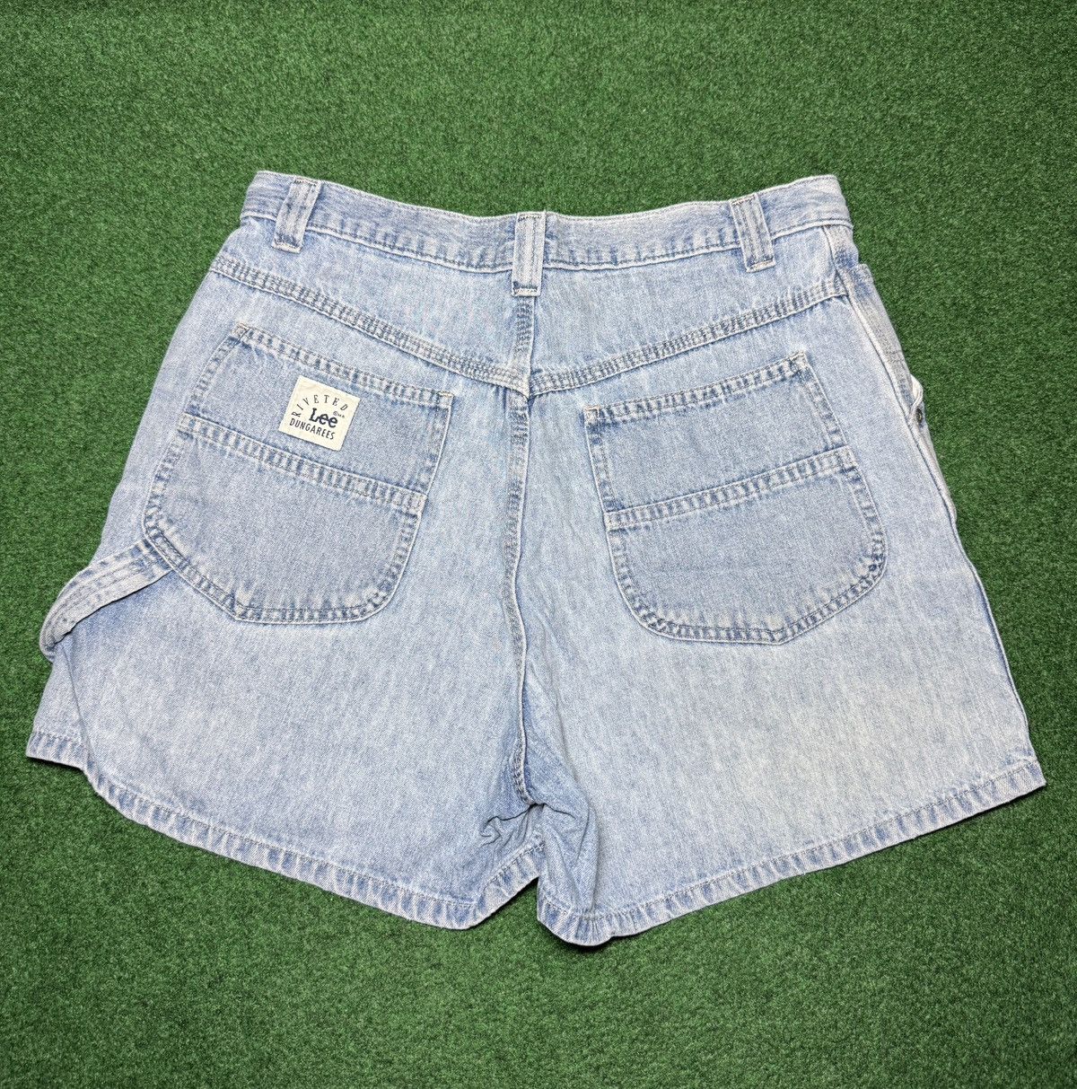 Lee × Vintage Vtg 90s Y2K Lee Dungaree Carpenter Jorts 11 6” Denim Shorts Size 32" / US 10 / IT 46 - 1 Thumbnail