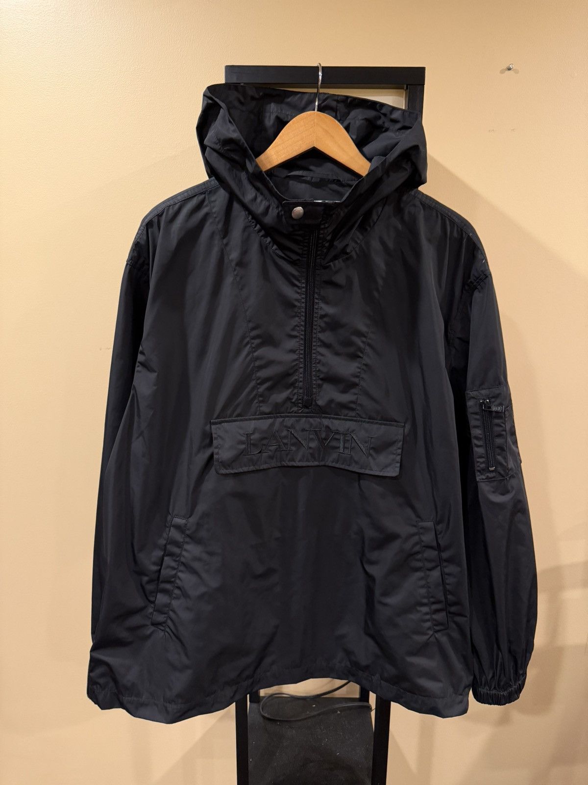 Lanvin Lanvin Nylon Logo Anorak Black Hooded Windbreaker Jacket Size US L / EU 52-54 / 3 - 4 Thumbnail