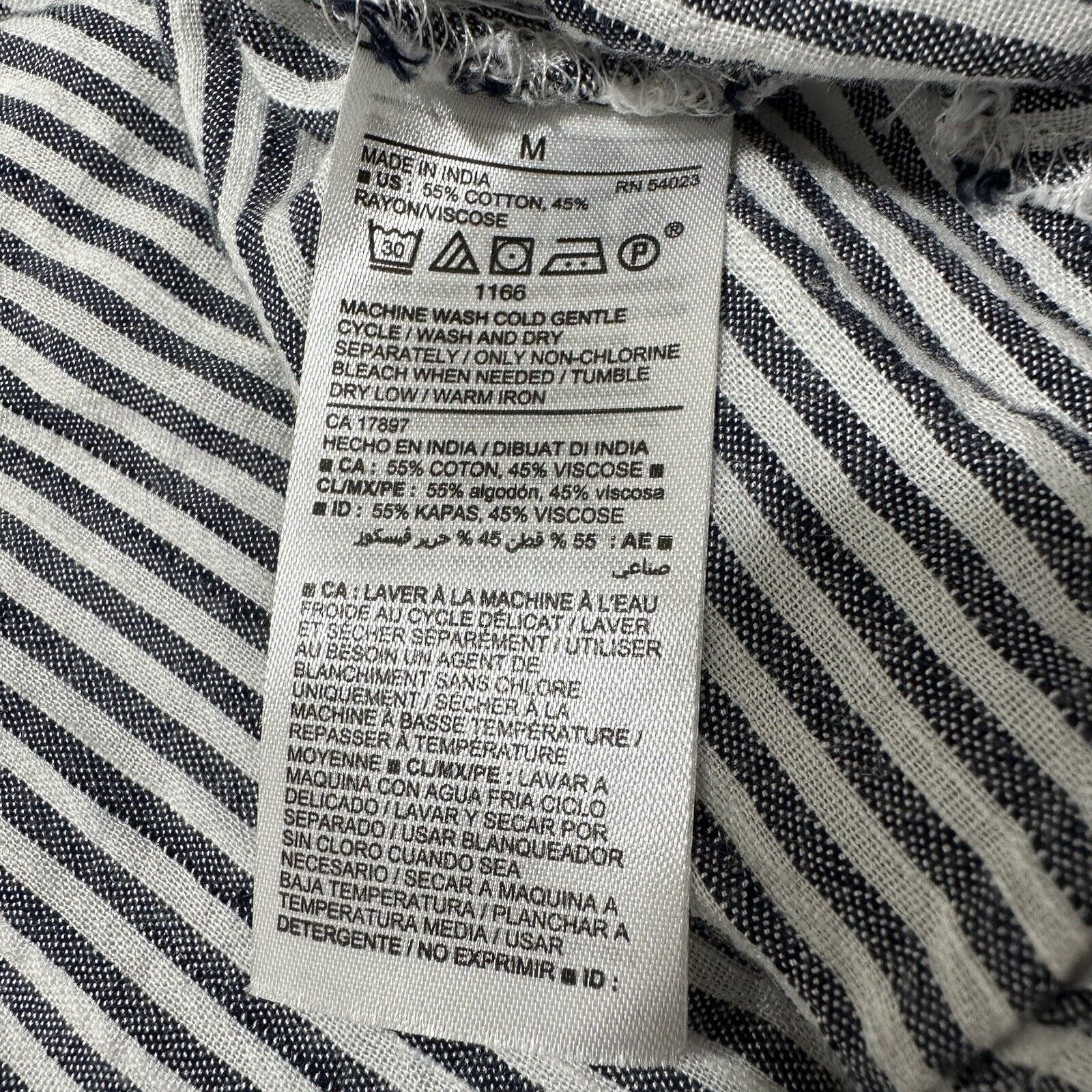 Old Navy Old Navy Medium Long Sleeve Wrap Top Navy Blue Striped Shirt Size M / US 6-8 / IT 42-44 - 12 Thumbnail