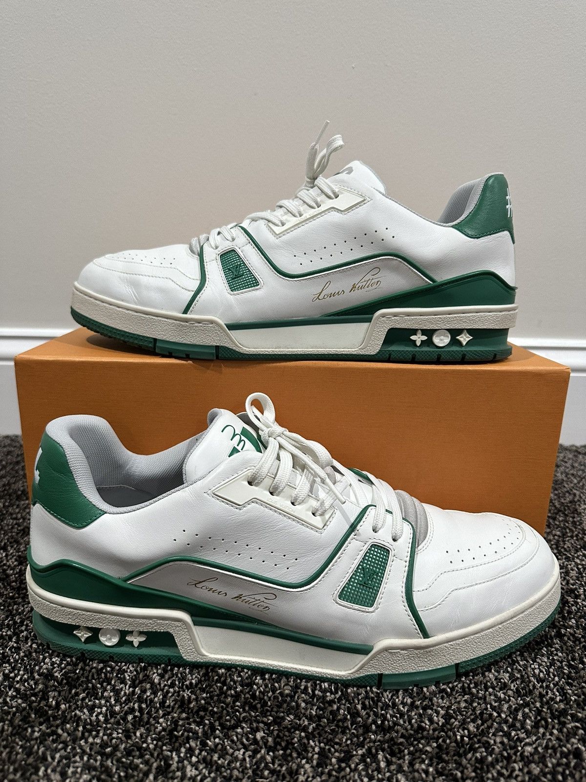 Louis Vuitton Louis Vuitton x Virgil Abloh LV Low Trainer OG Green SS19 Size US 10 / EU 43 - 11 Thumbnail