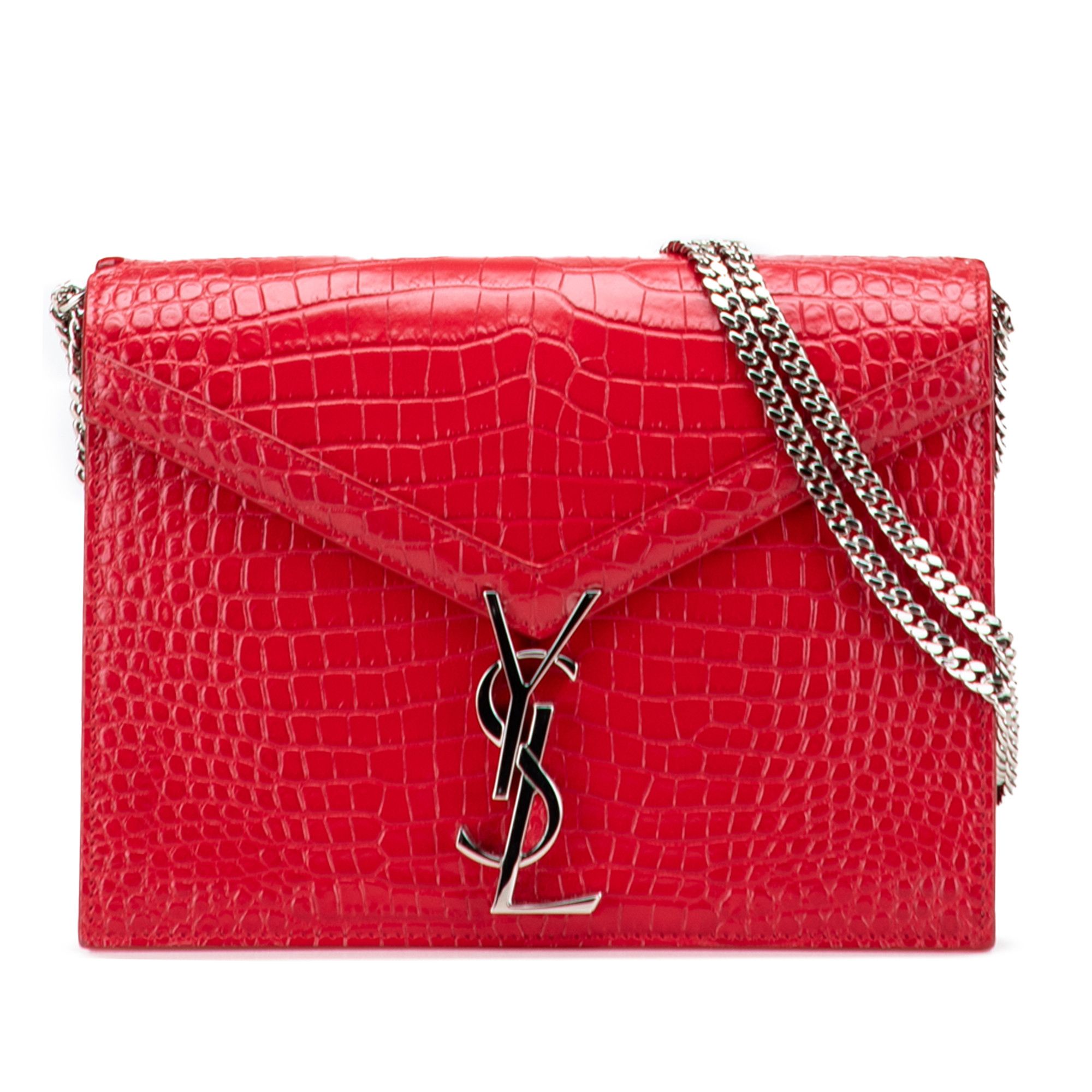 Yves Saint Laurent Yves Saint Laurent Croc Embossed Leather Monogram Cassandra Clasp Bag Size ONE SIZE - 1 Thumbnail