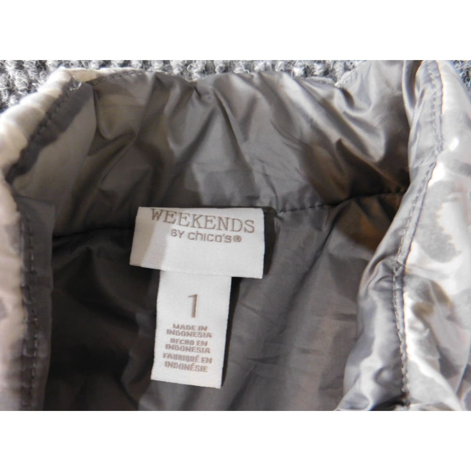 Vintage Chico's Vest Size 1 gray Women's Vest Full Zip stretch weekends puffer polyester Size XS / US 0-2 / IT 36-38 - 5 Thumbnail