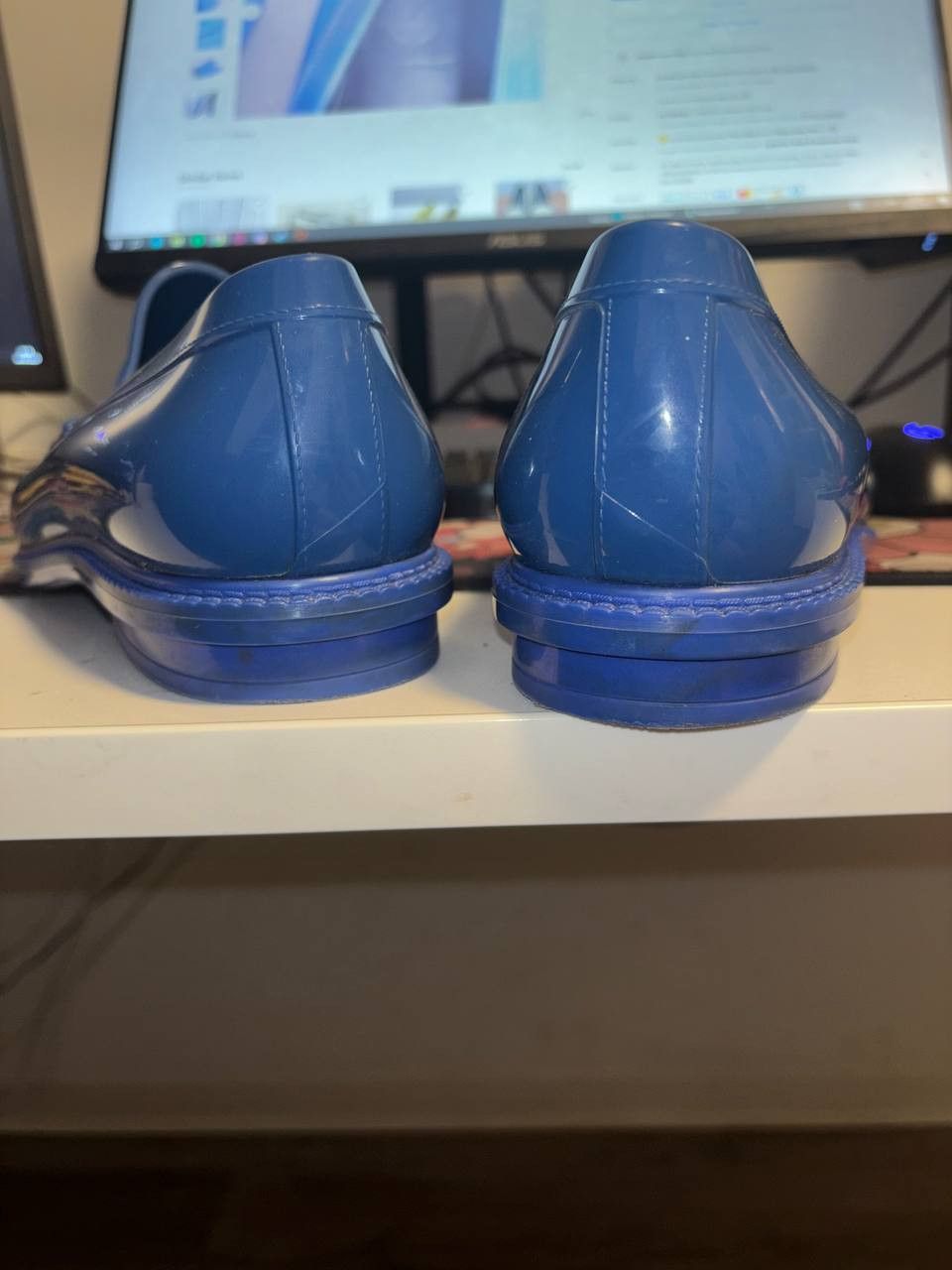 Yves Saint Laurent Spring 2012 Cobalt Blue Kennedy Rubber Loafers Size US 12 / EU 45 - 5 Thumbnail