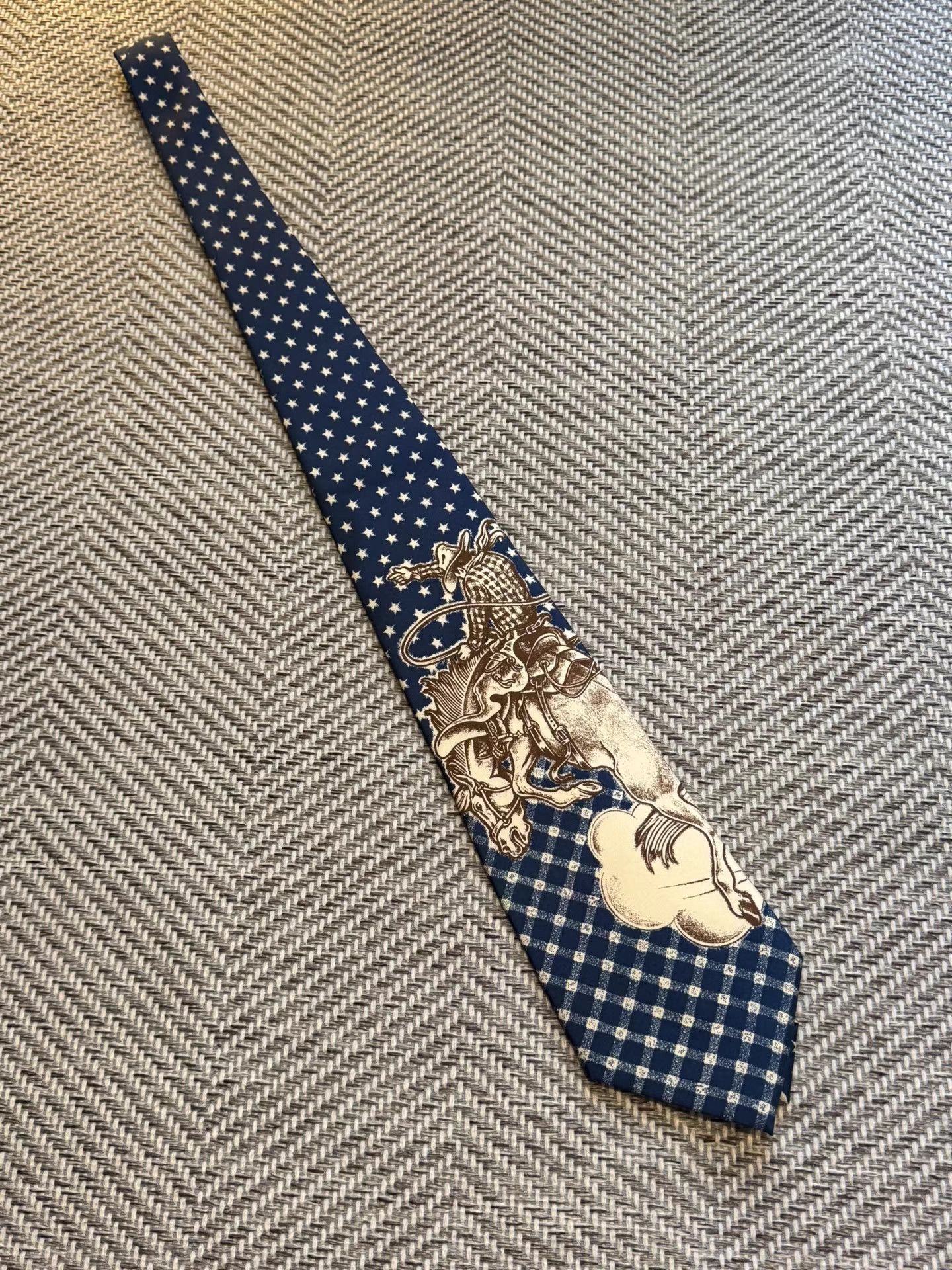 Jean Paul Gaultier Jean Paul Gaultier Plaid & Cowboy Narrative Print Tie K24 Size ONE SIZE - 2 Thumbnail