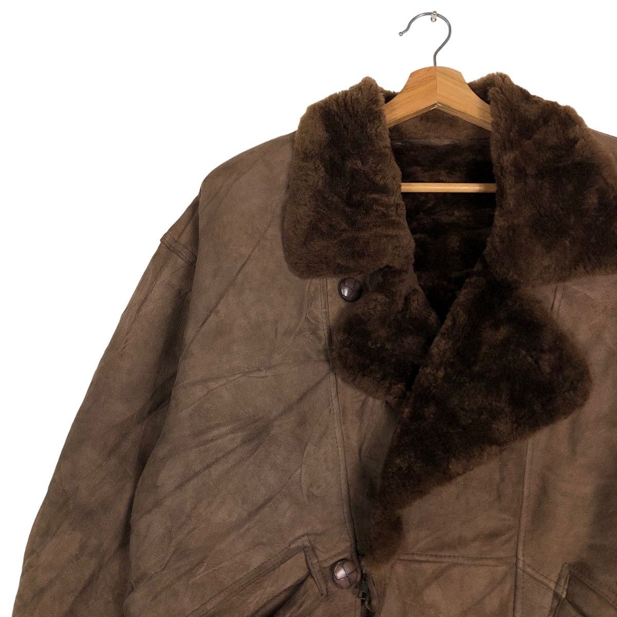 Vintage 🔥Vtg Genuine Suede Shearling Natural Peau Laine Bomber Size US M / EU 48-50 / 2 - 7 Thumbnail