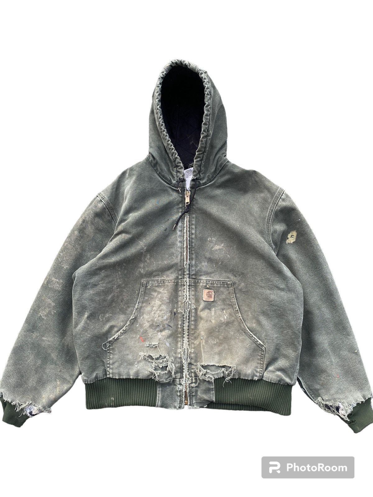 image of Vintage Carhartt Active Jacket Distressed Moss Green, Men's (Size Large)