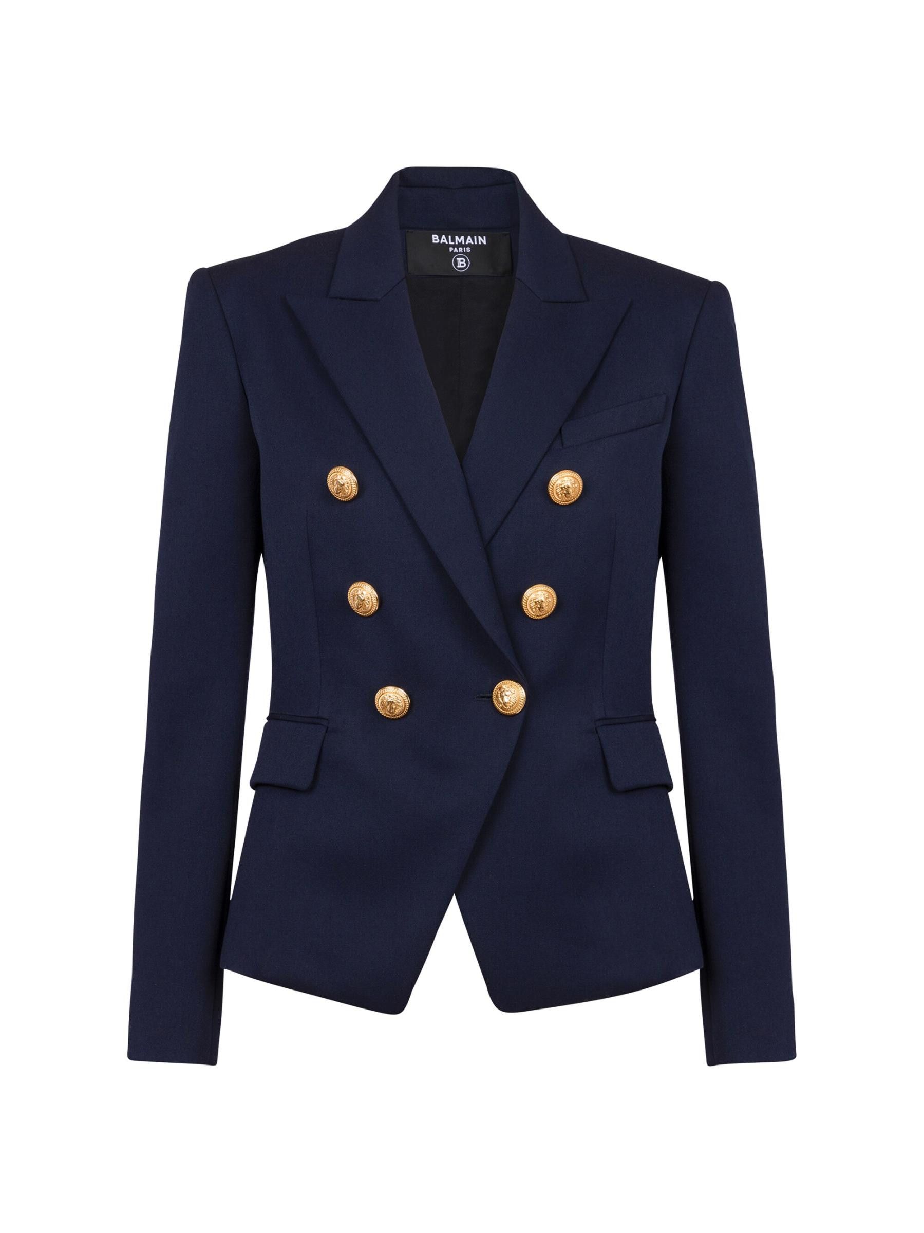Balmain o1s1wg110825 Wool Double Breasted Jacket in Navy Blue Size XL / US 12-14 / IT 48-50 - 1 Thumbnail