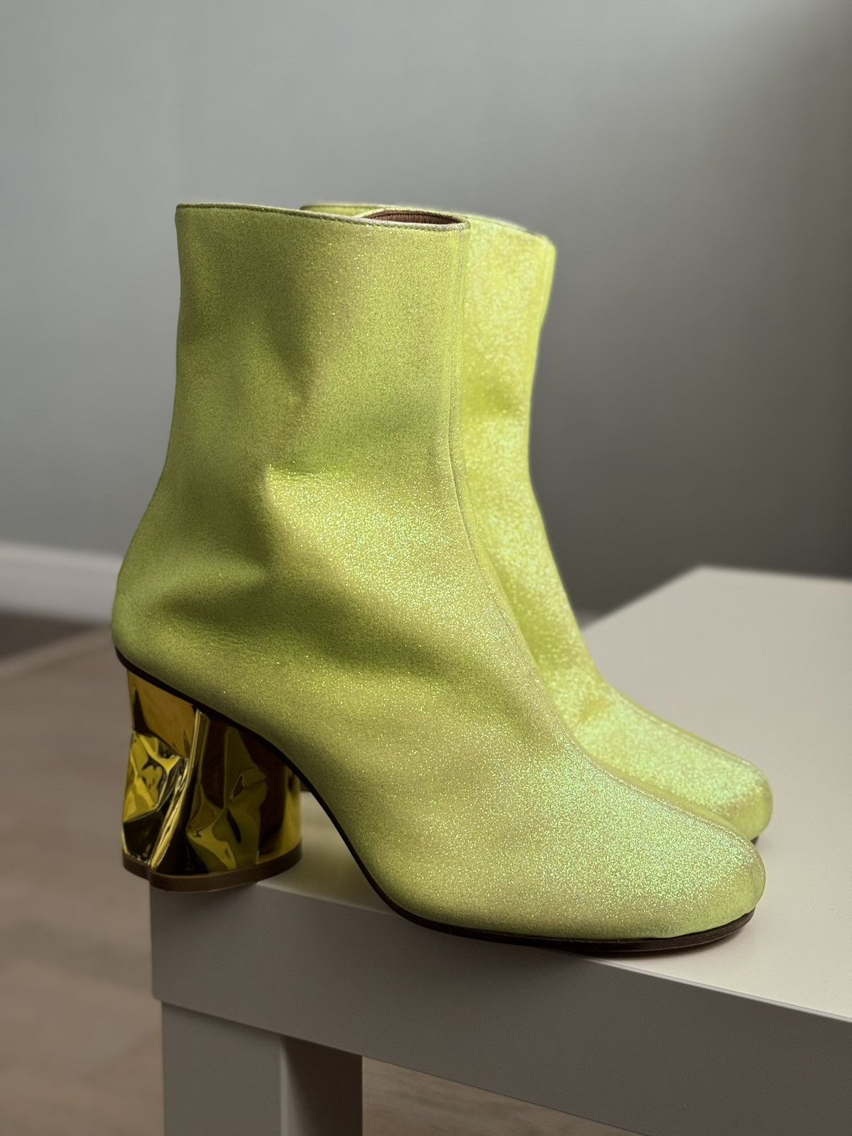 Maison Margiela Maison Margiela Crushed Heel Glitter Ankle Boots Size US 5 / IT 35 - 1 Thumbnail