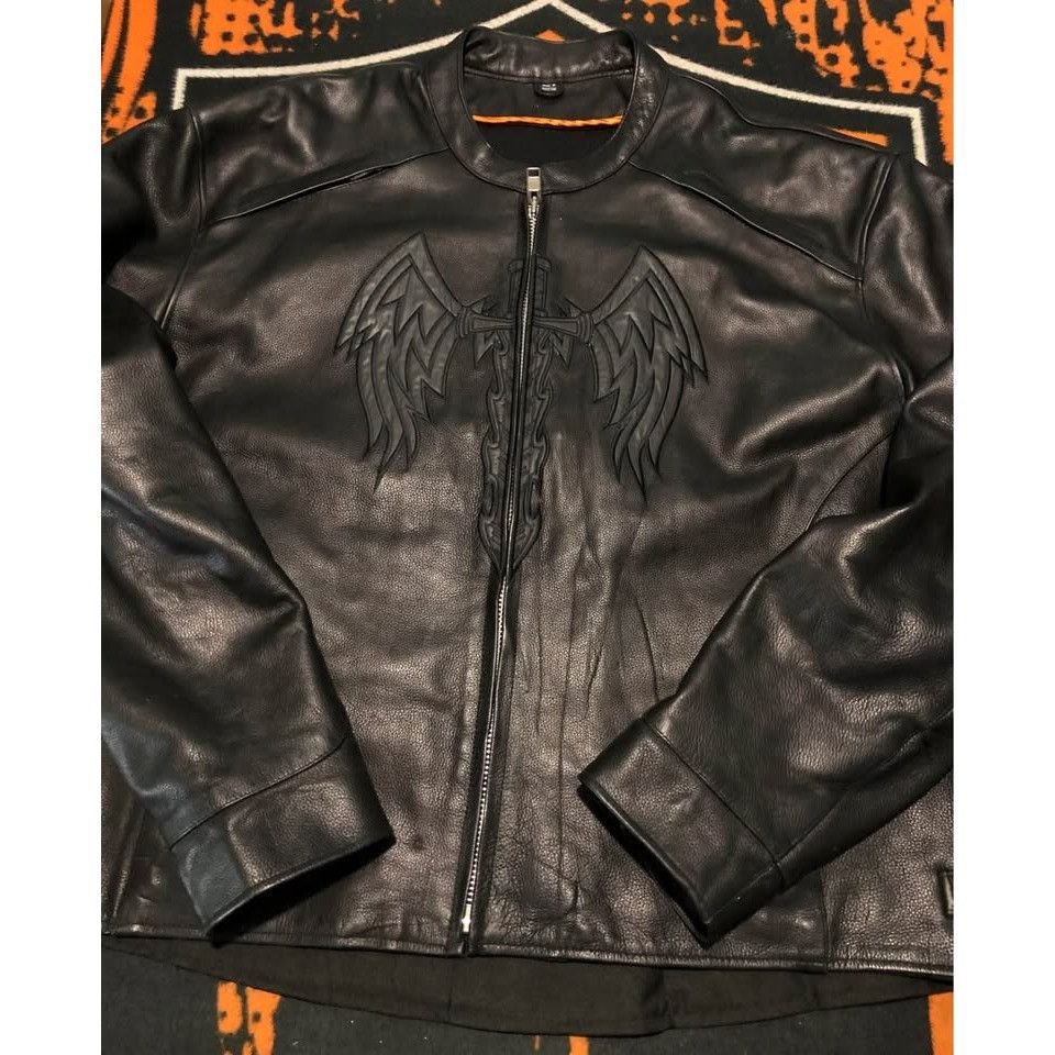 Genuine Leather NWOT Motorcycle Riding Jacket 2XL Men, Reflective Size US XXL / EU 58 / 5 - 1 Thumbnail