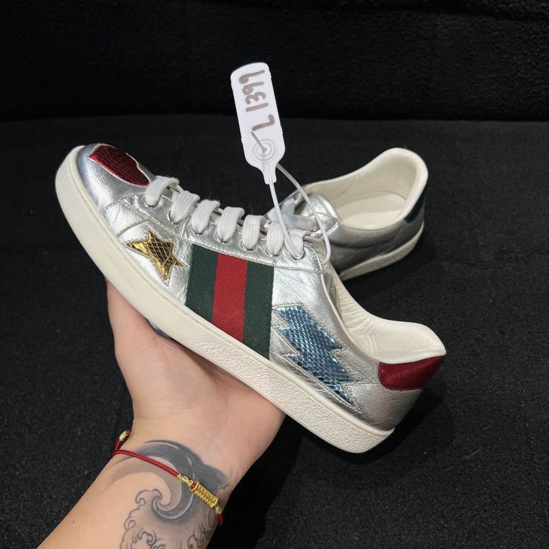 Gucci Gucci Silver Casual Sneakers with Heart Design - Size US 8.5 / EU 41-42 - 8 Thumbnail