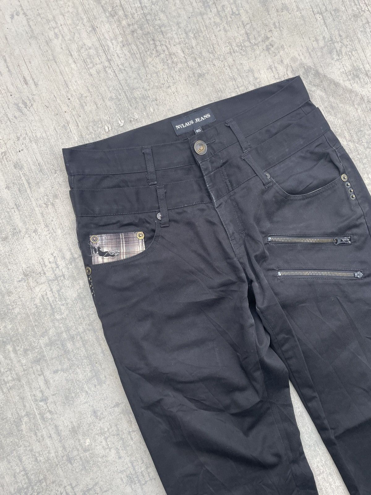 Japanese Brand 2000s JAPANESE BRAND NYLAUS DOUBLE WAIST BONDAGE SLIM Size US 32 / EU 48 - 3 Thumbnail
